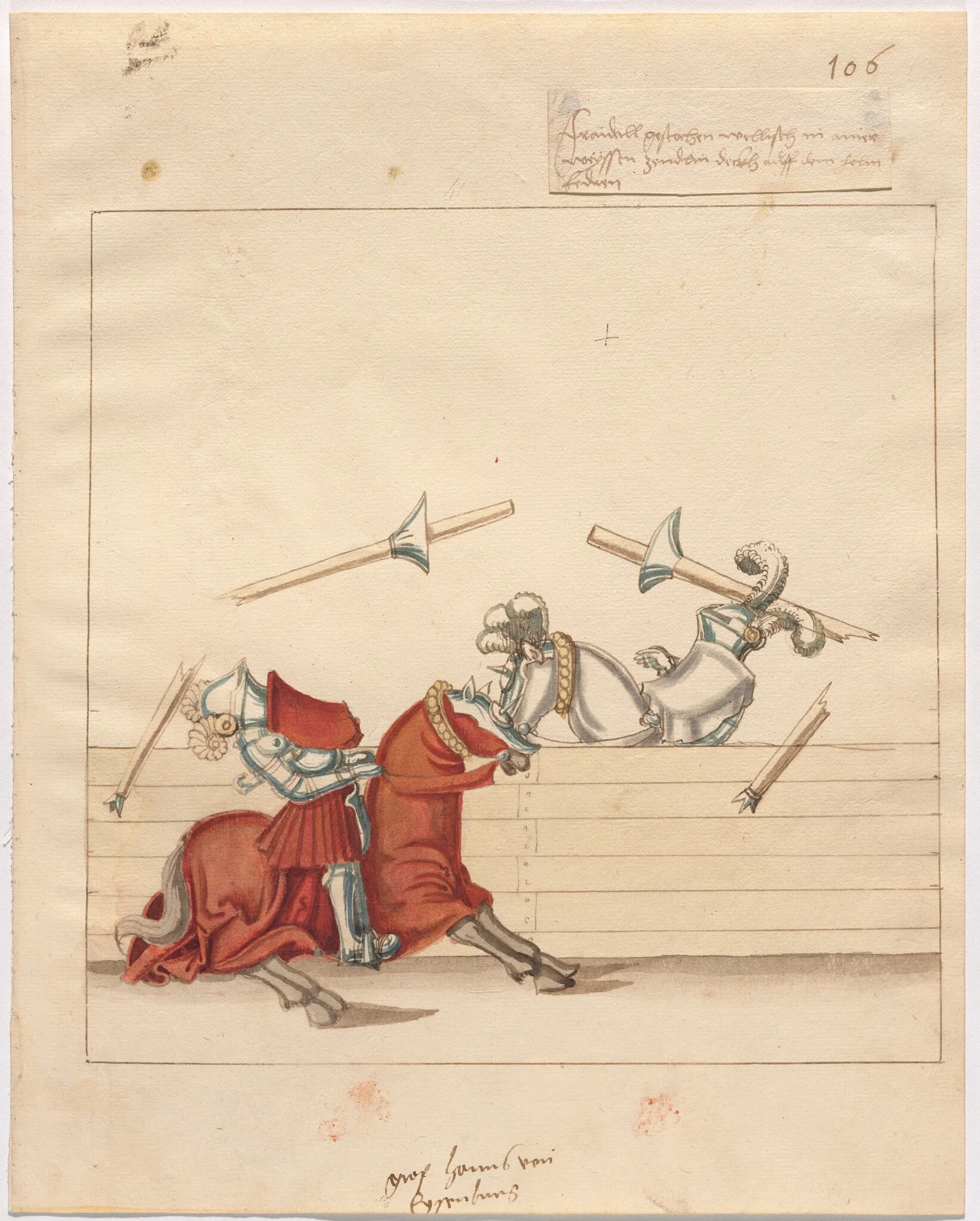 Italian Joust of Peace, by German 16th Century, ink, 1514