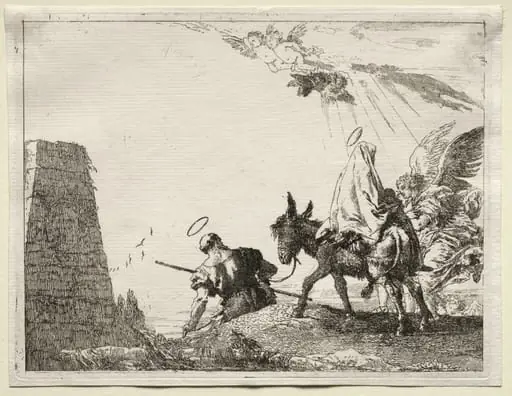 Flight into Egypt:  The Holy Family Passing near a Pyramid