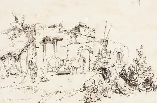 A Village Scene in India [verso]