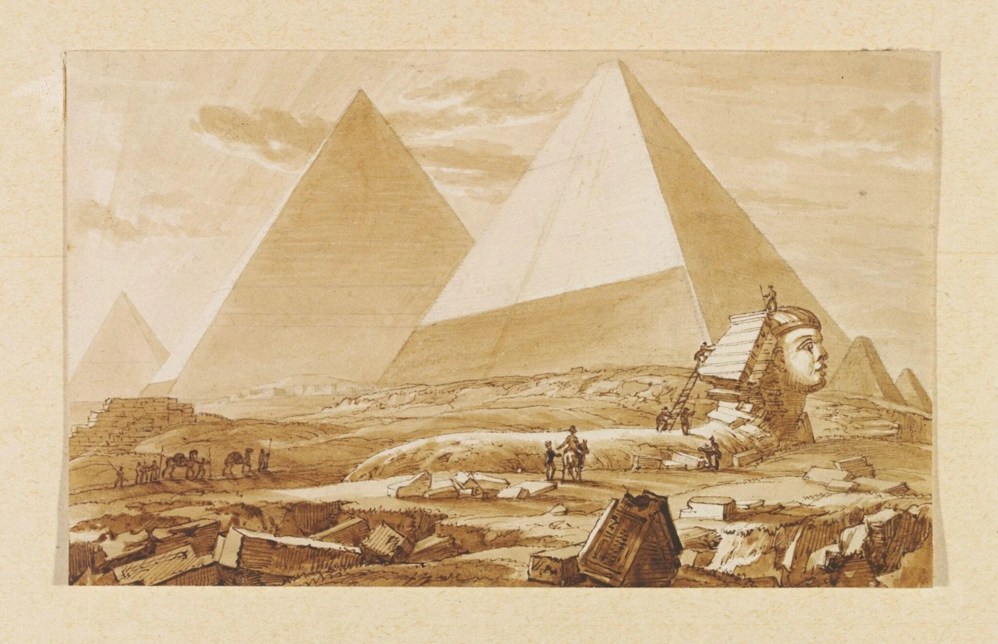 Pyramids and Sphinx - Sun setting