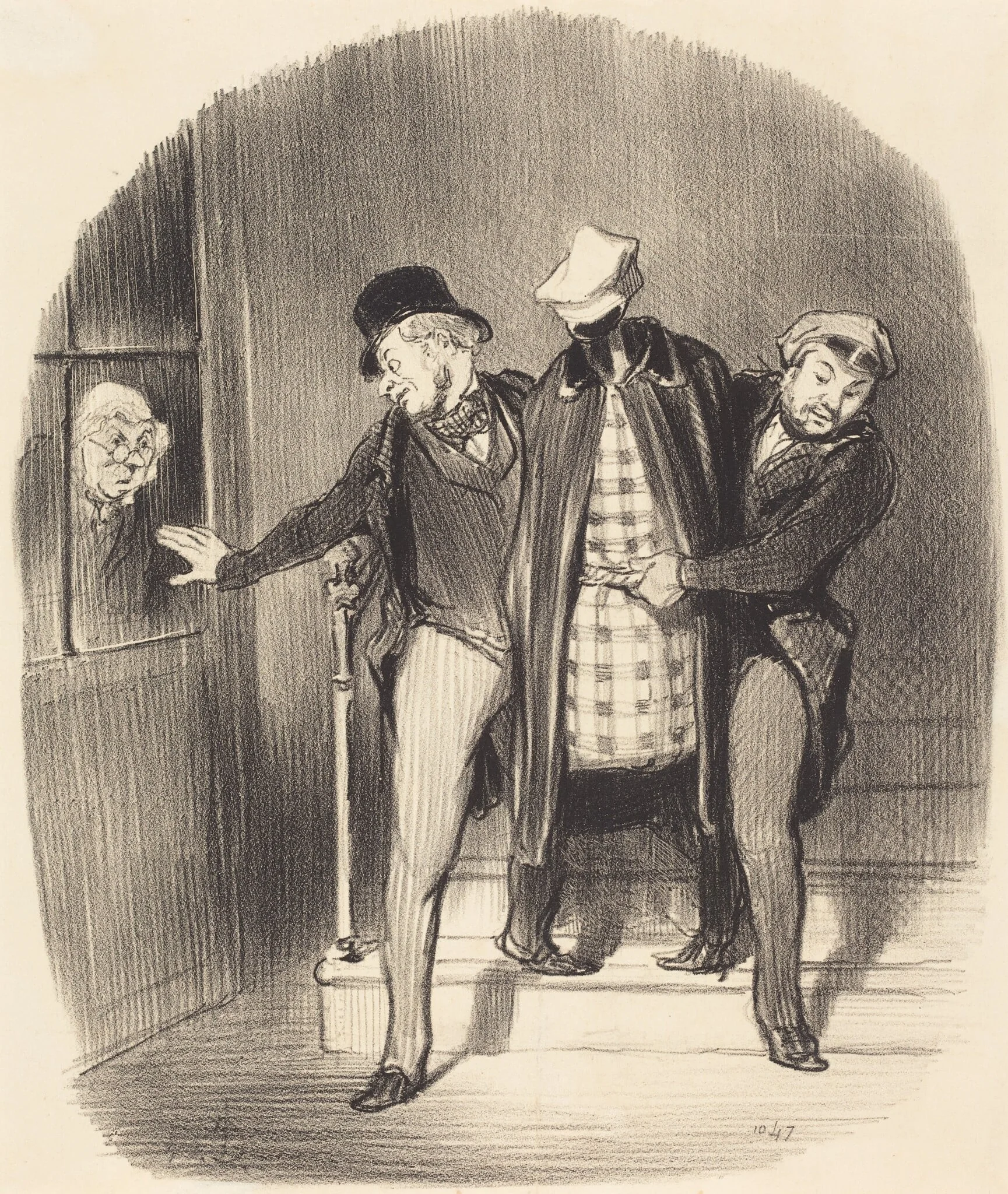 Un Déménagement furtif, by Honoré Daumier, ink, 1847