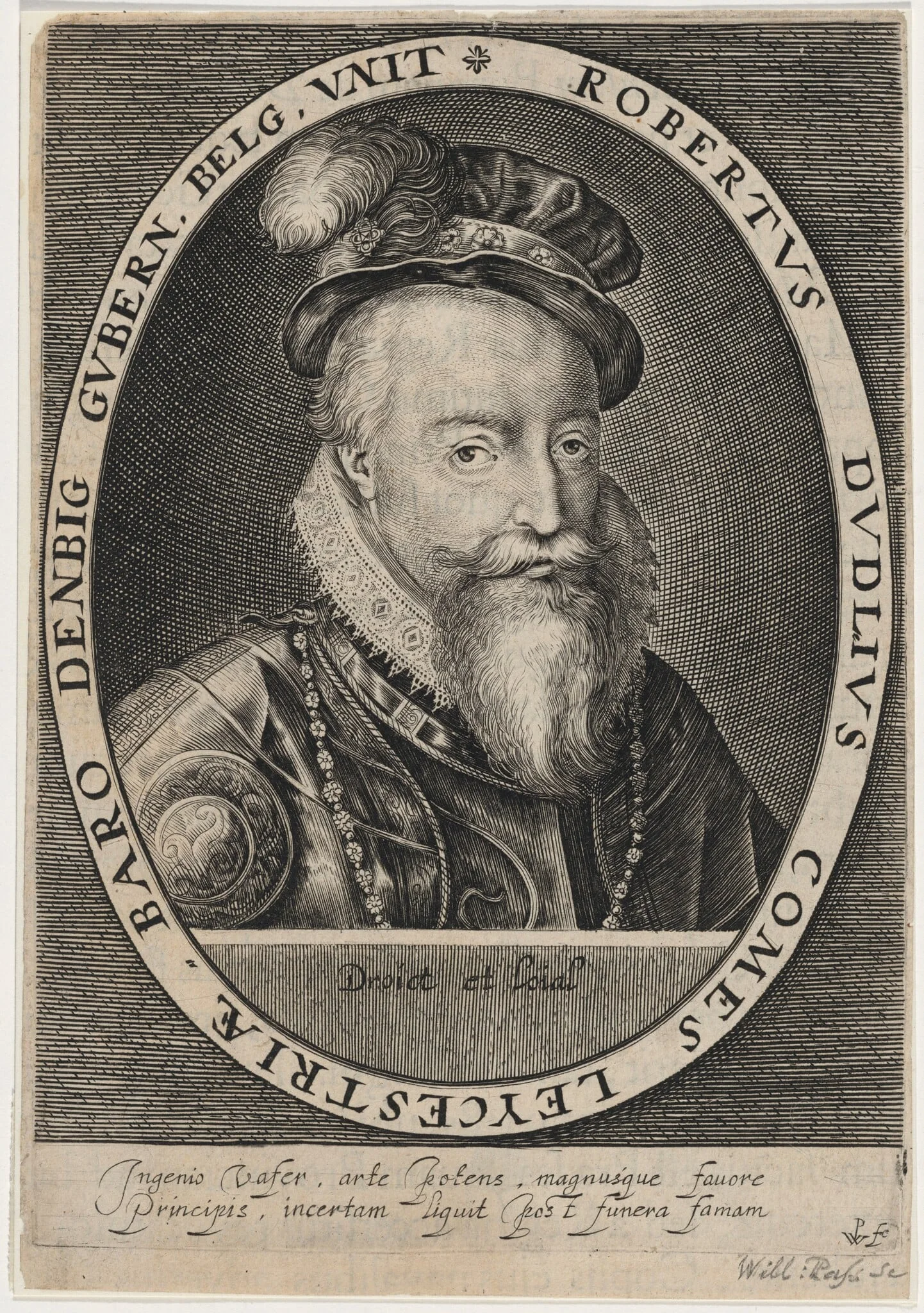 Robert Dudley, Earl of Leicester, by Willem de Passe, ink, 1620