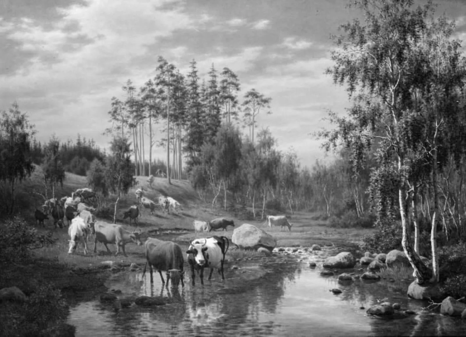 Landskab med køer. Småland, by Unknown, 1850