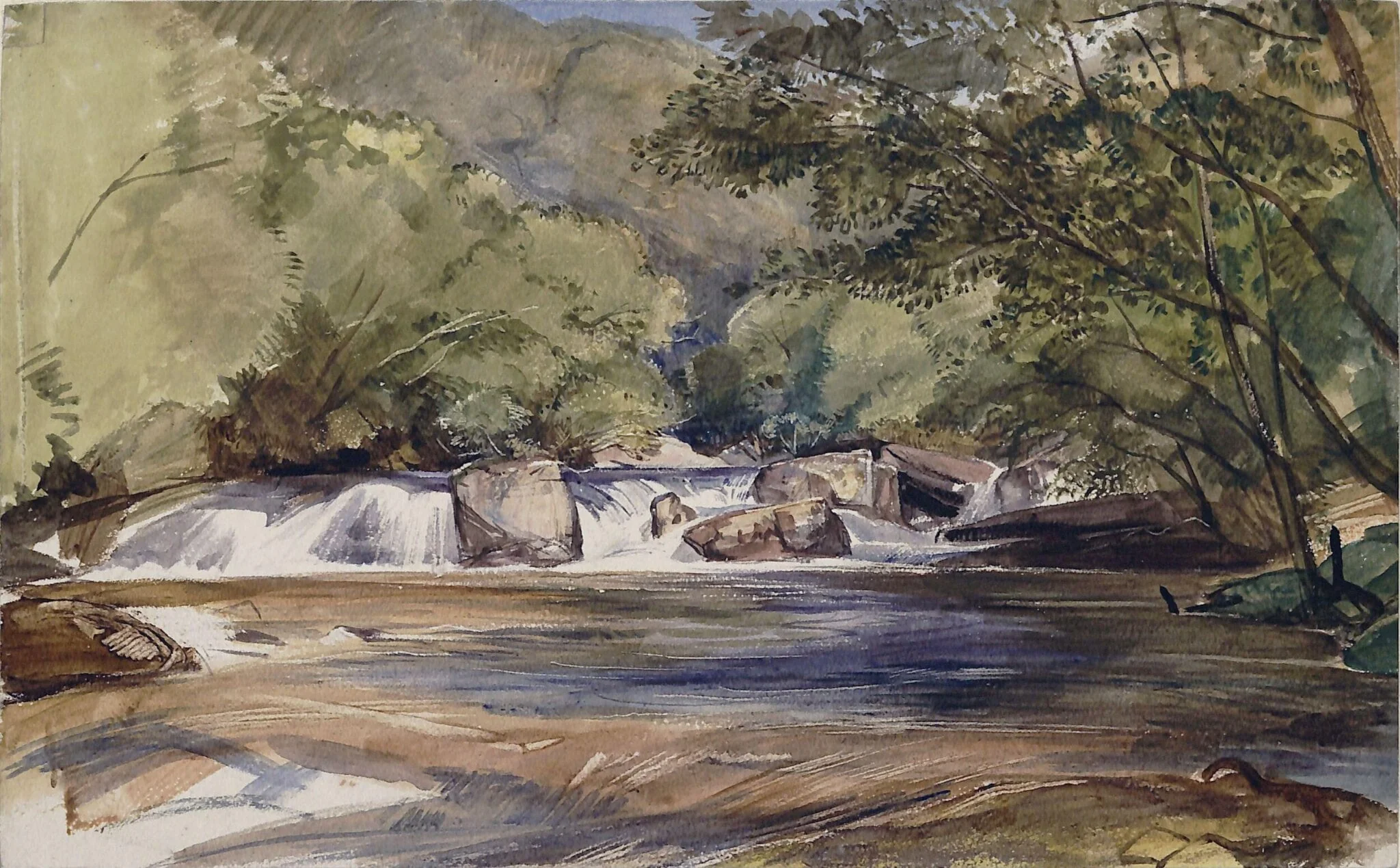 A Pool and Scottish River, by John Frederick Lewis, watercolor, 1832