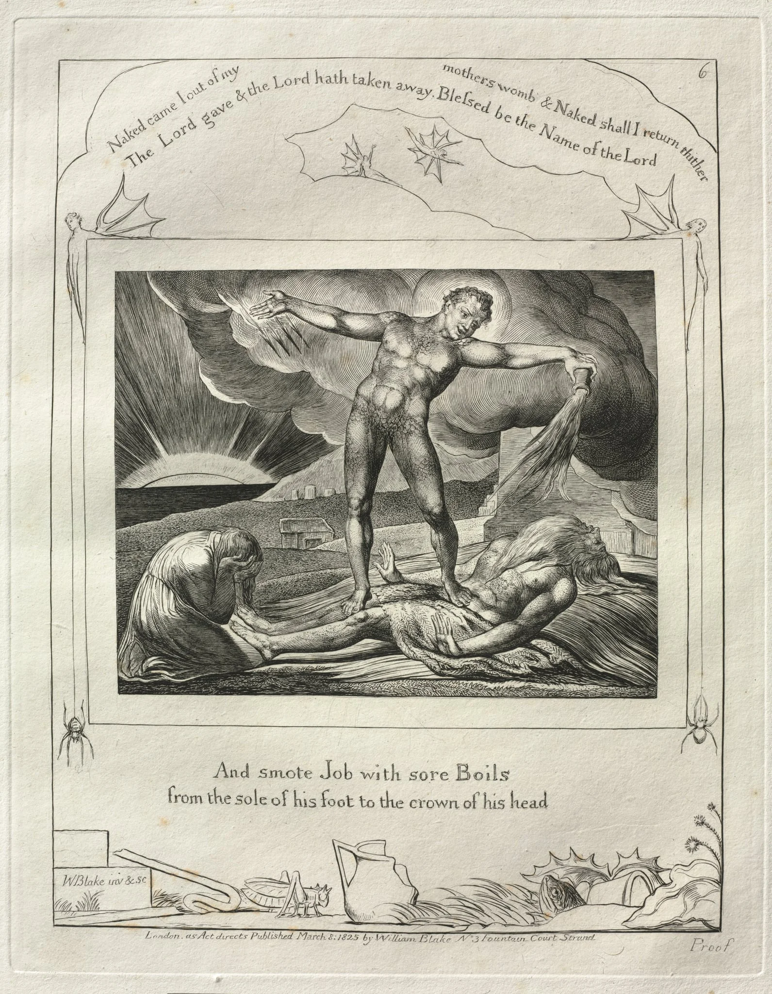 The Book of Job:  Pl. 6, And smote Job with sore Boils, by William Blake, 1825