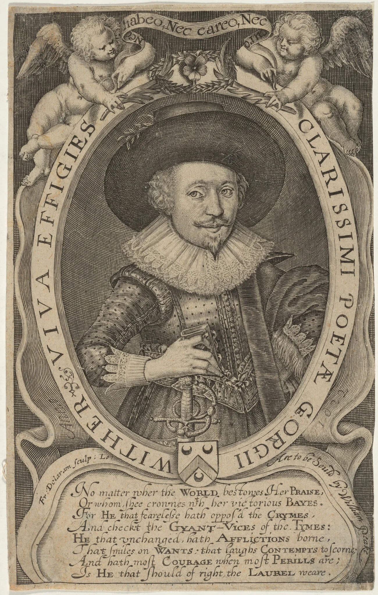 Georgii Wither (George Wither), by Francis Delaram, ink, 1608