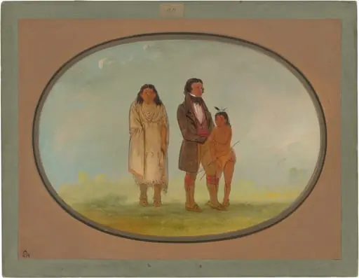 Kaskaskia Chief, His Mother, and Son