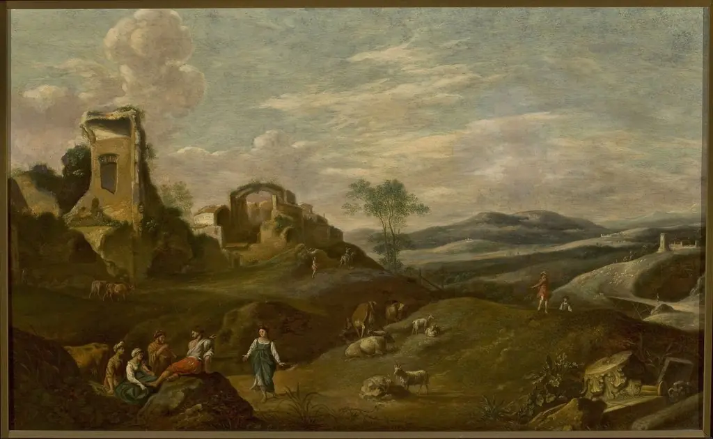 Italian landscape with ruins