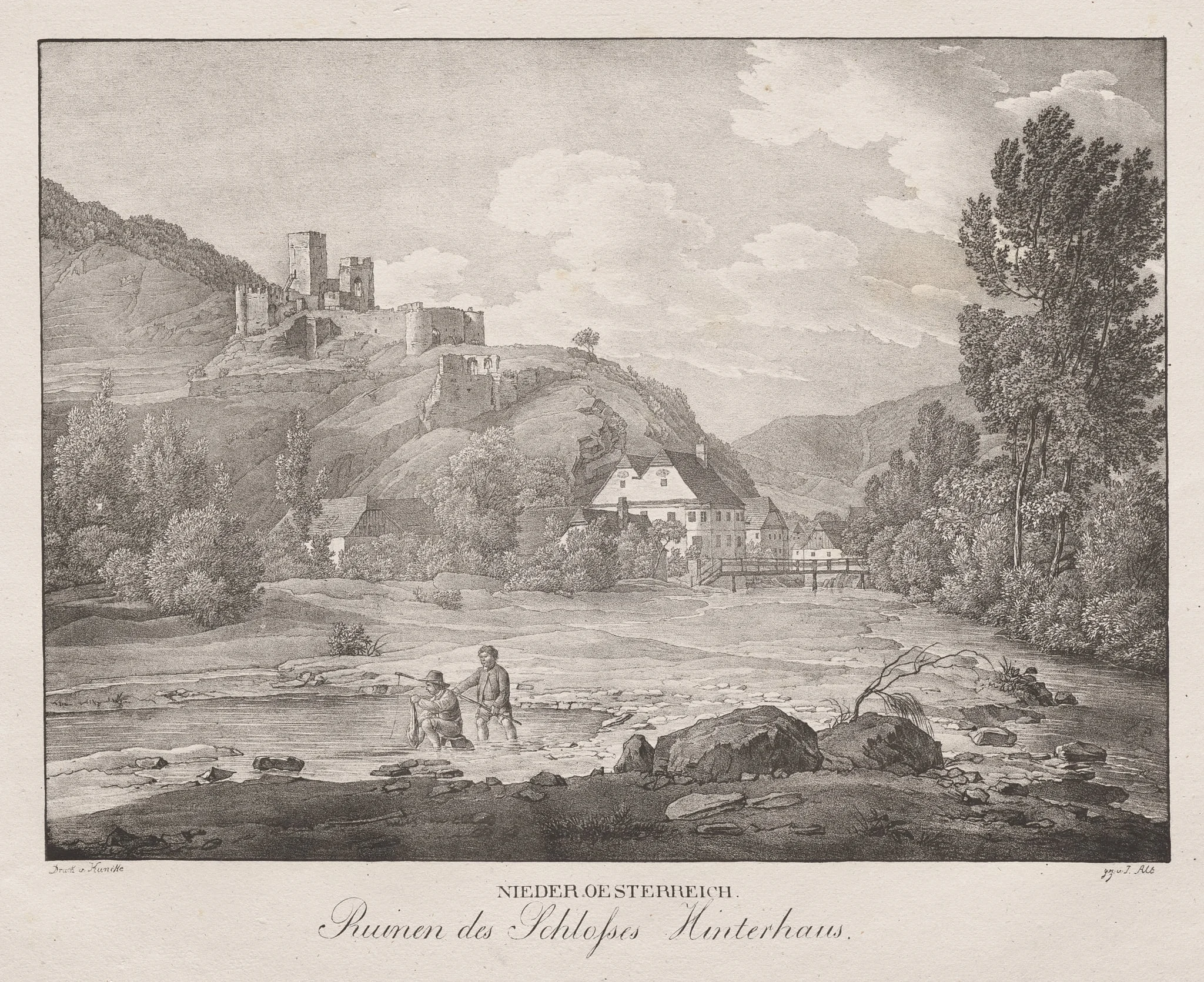 Nieder-oesterreich, Ruinen des Schlosses Hinterhaus, by Jakob Alt, 1839