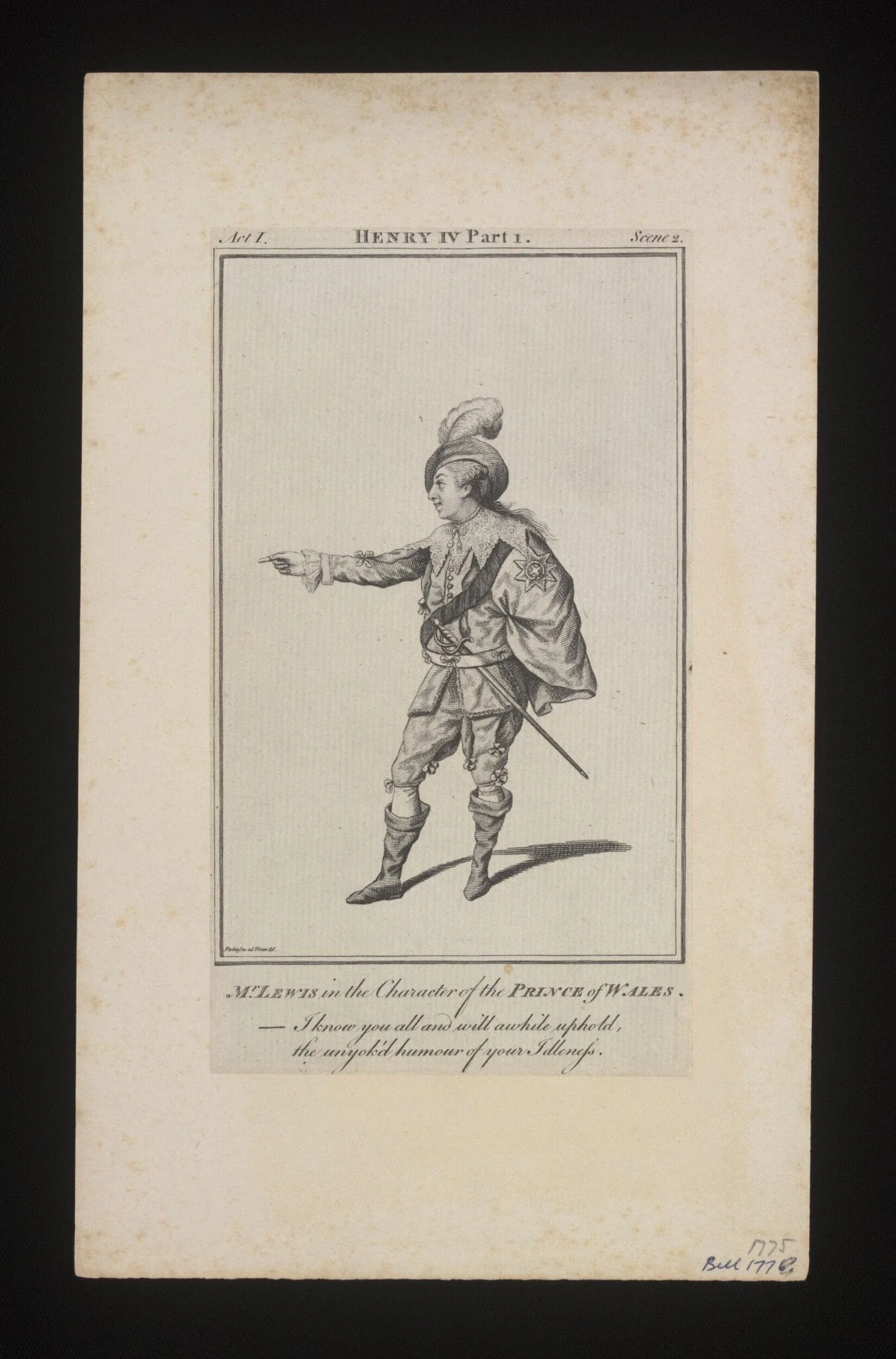 Mr. Lewis in the character of the Prince of Wales, by Unknown, 1750