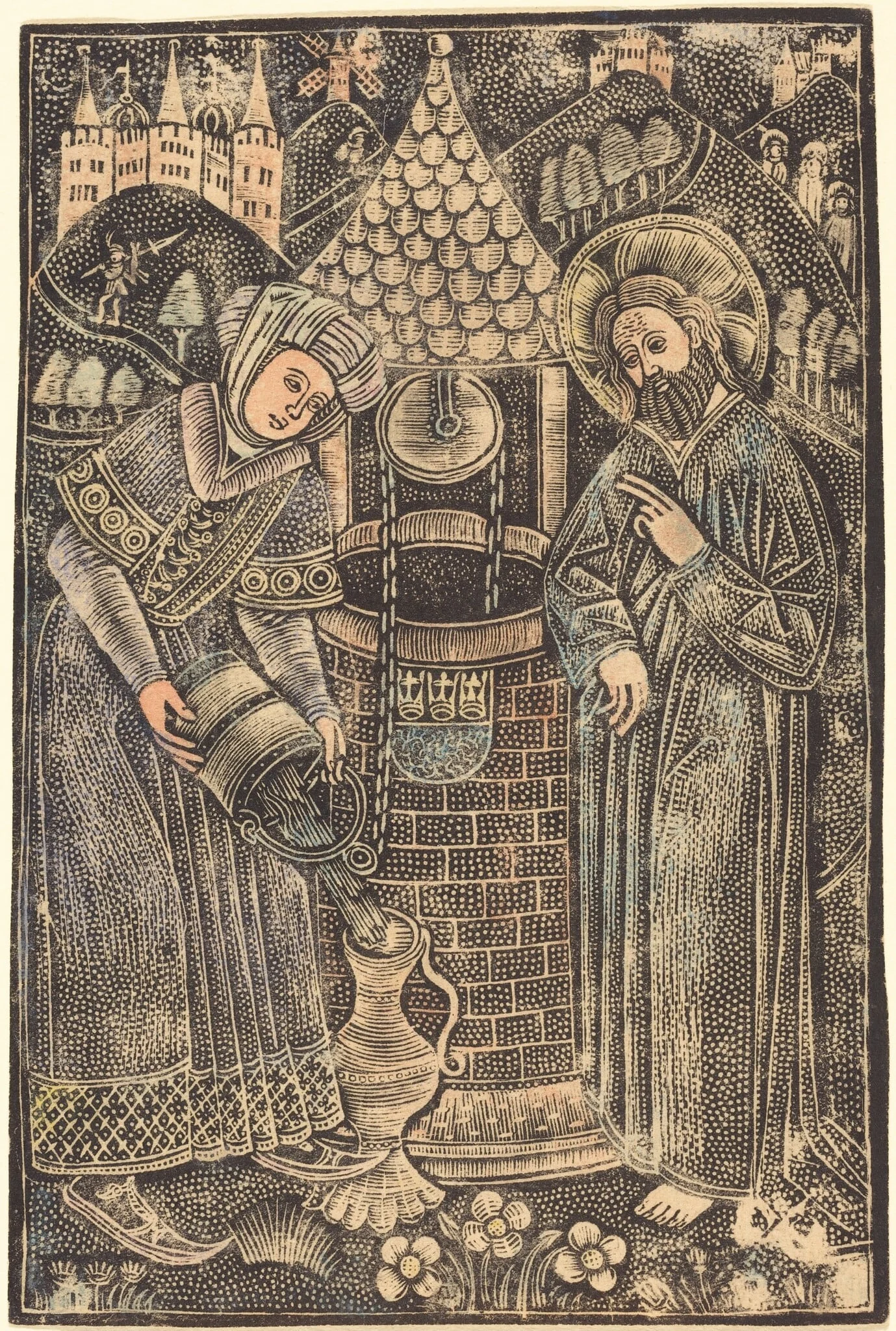 Christ and the Woman of Samaria, by German 15th Century, paint, 1470