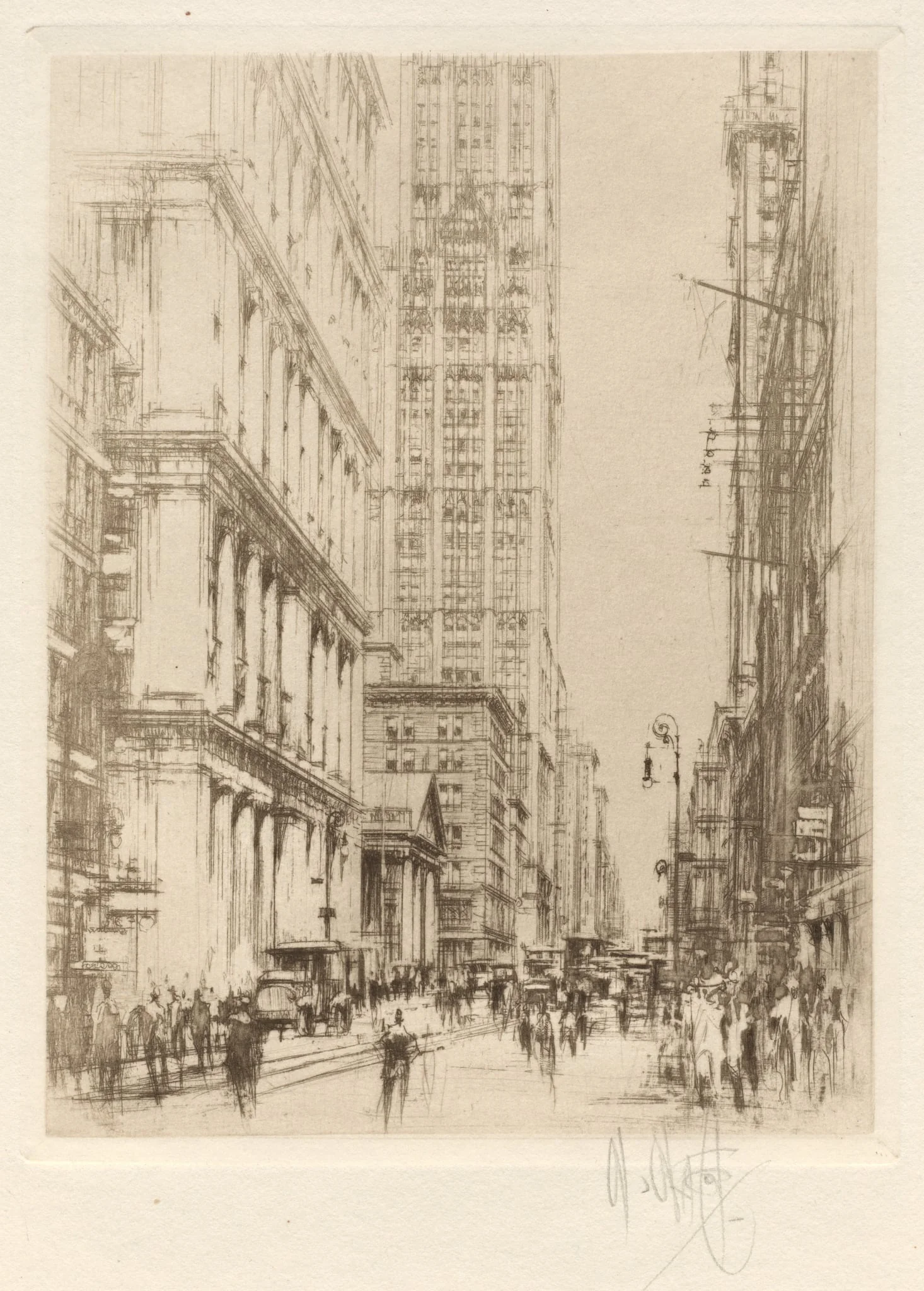 Lower Broadway, Down-Town New York, by William Walcot, 1924