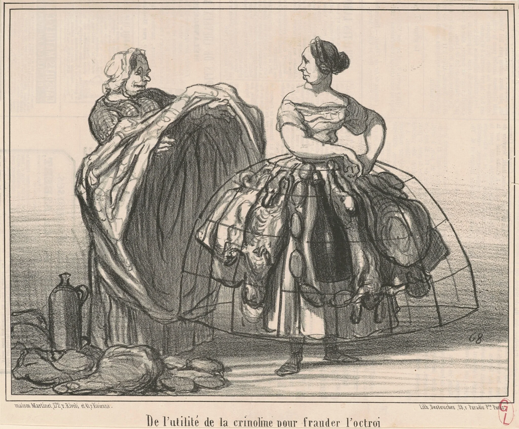 De l'utilité de la crinoline pour frauder l'octroi, by Honoré Daumier, ink, 1857