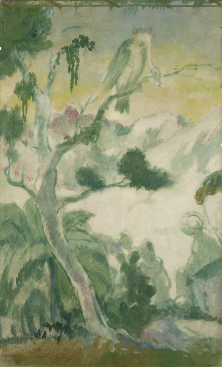 Baum mit Vogel, by Karl Walser, tempera, 1911