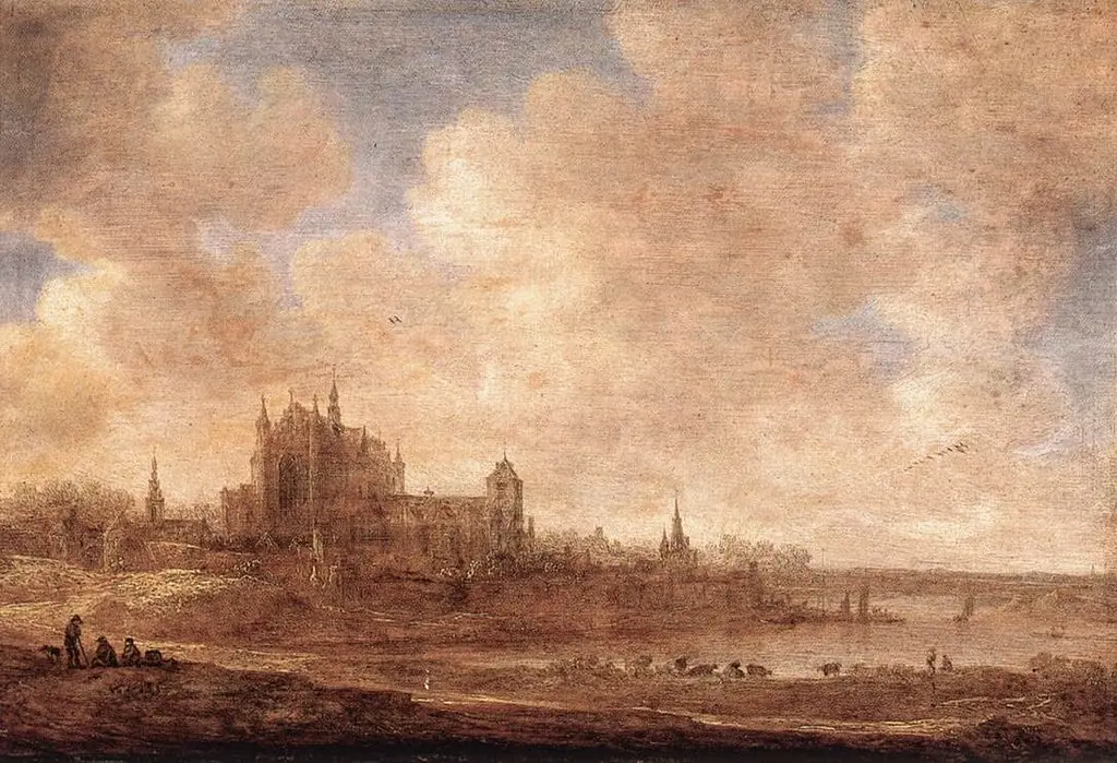 River Landscape with the Hooglandsekerk of Leiden
