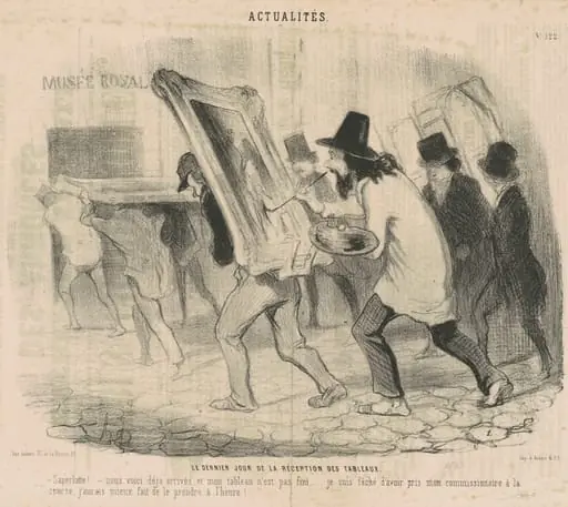 Le dernier jour de la réception des tableaux. Saperlotte . . . Nous voici déjà arrivés et mon tableau n'est pas fini!