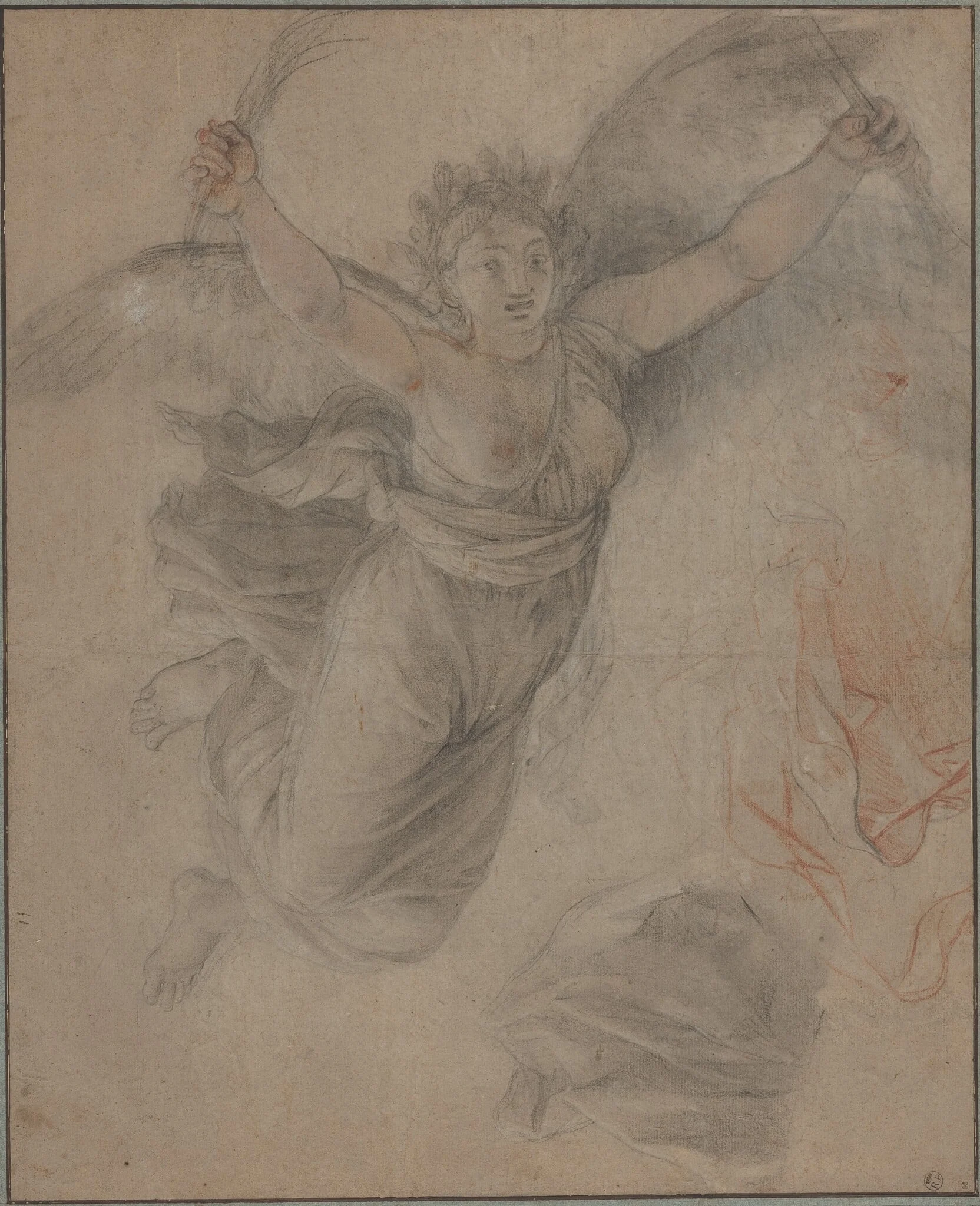 An Allegorical Female Figure, by French 17th Century, chalk, 1650