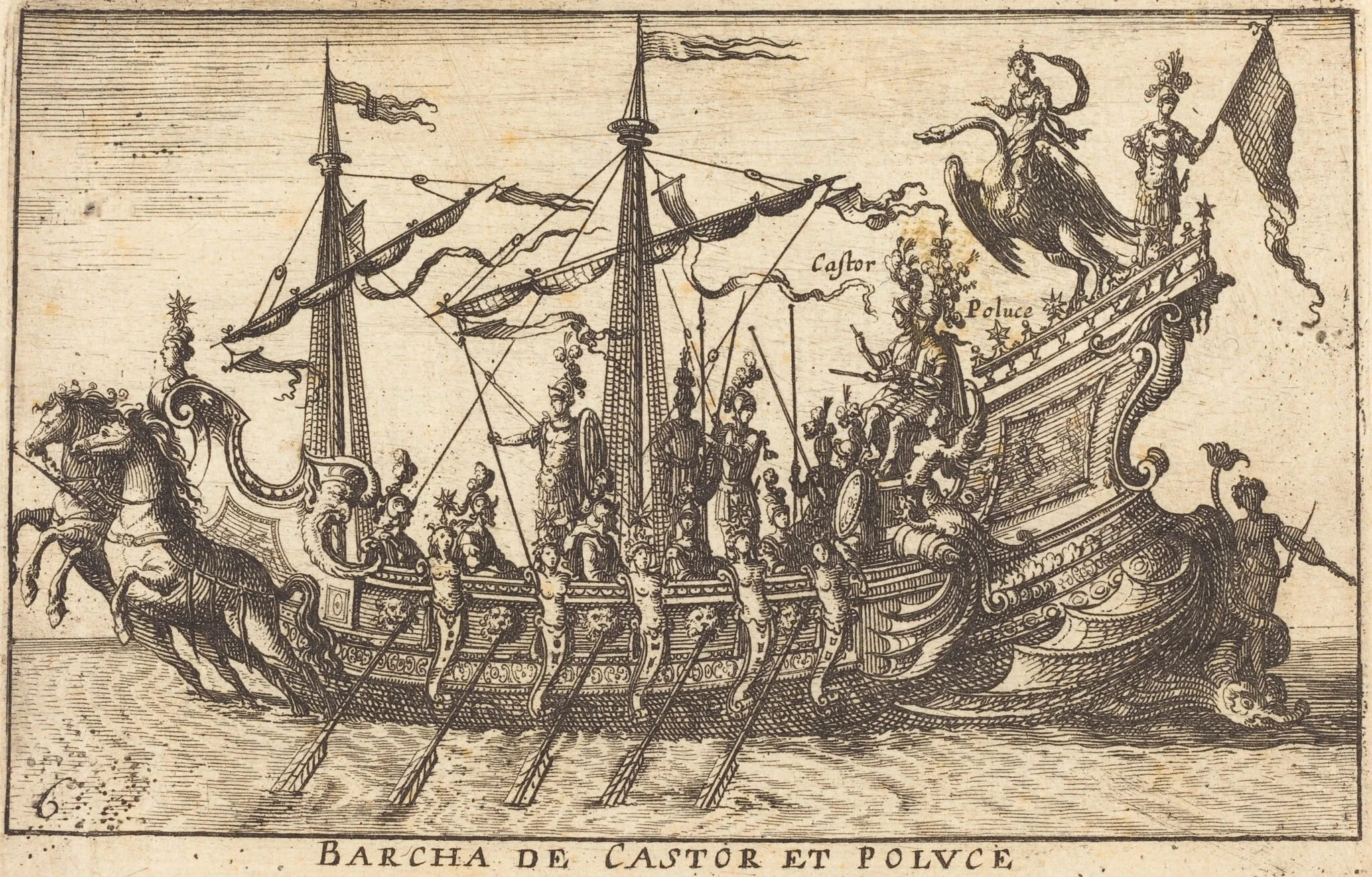 Barcha de Castor e Poluce, by Balthasar Moncornet, ink, 1634