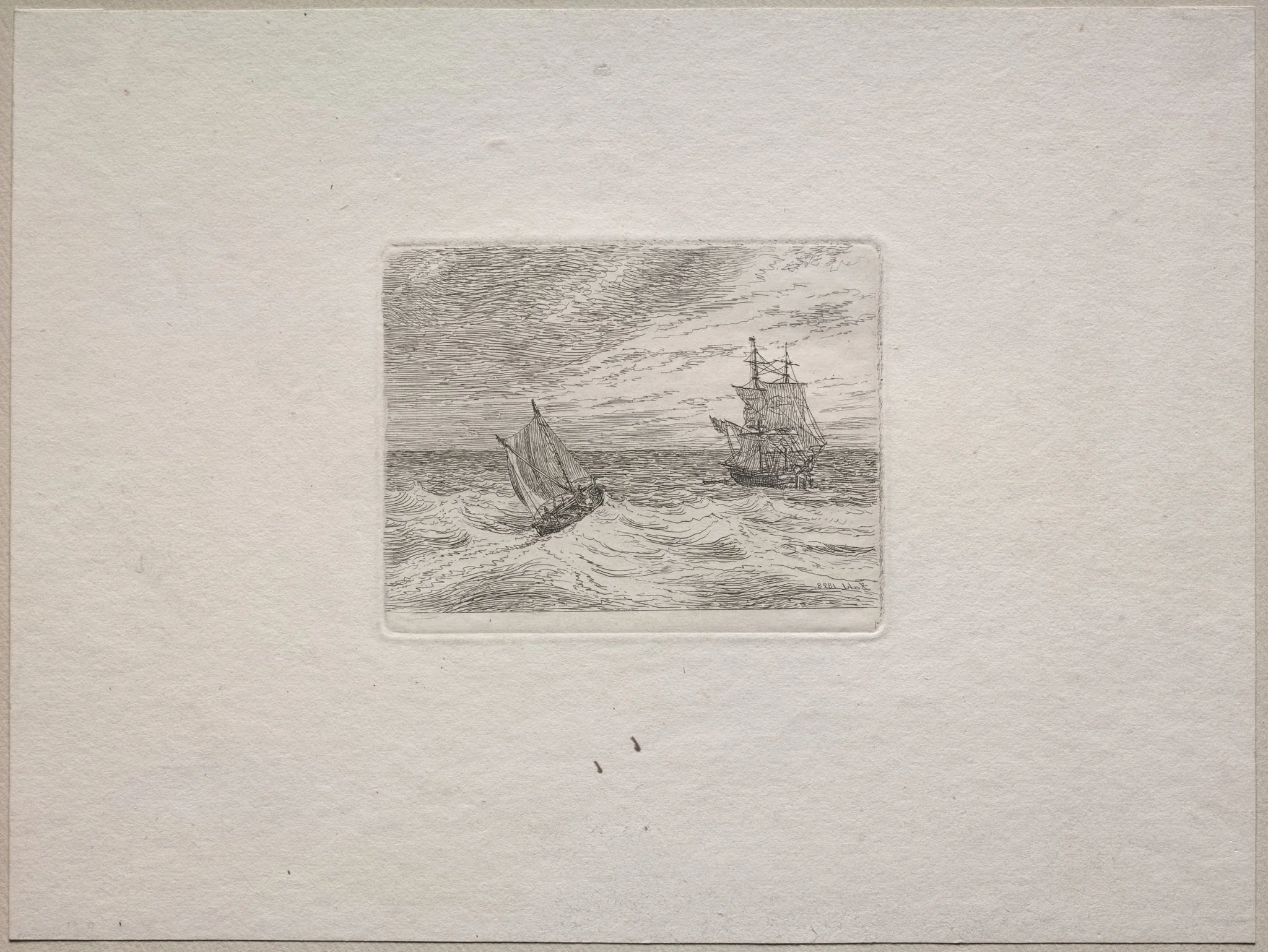 Rough Seas with a Two-master and Sailboat, by Johan Christian Dahl, 1838
