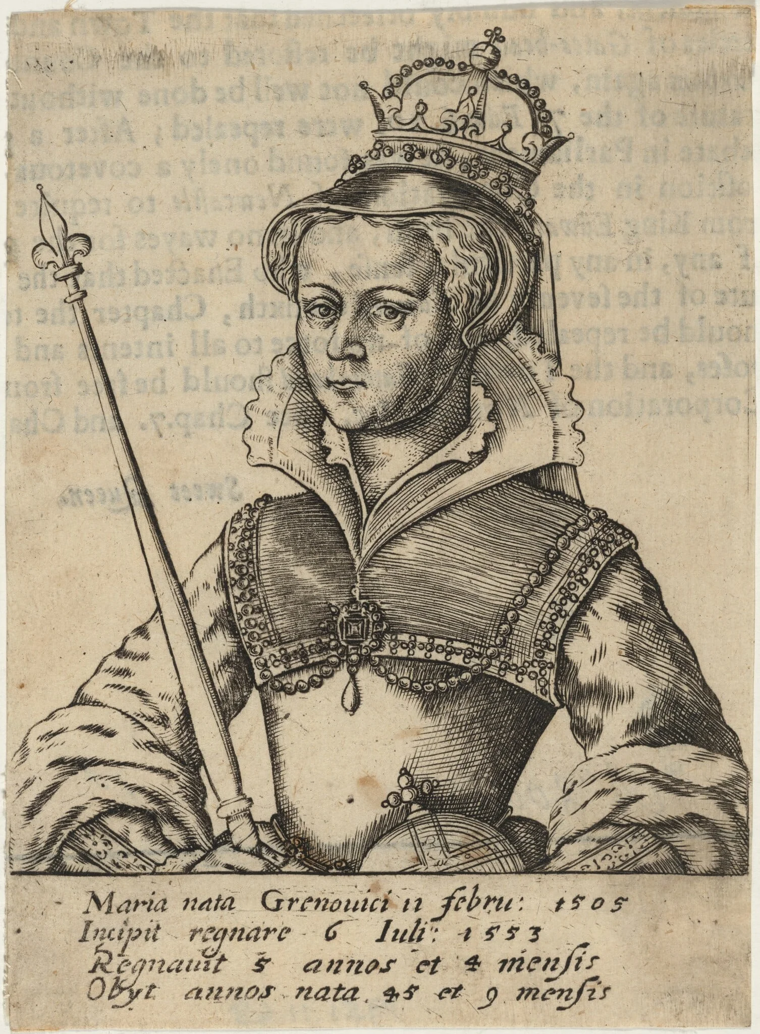 Queen Mary I of England, by Unknown 19th Century, ink, 1622