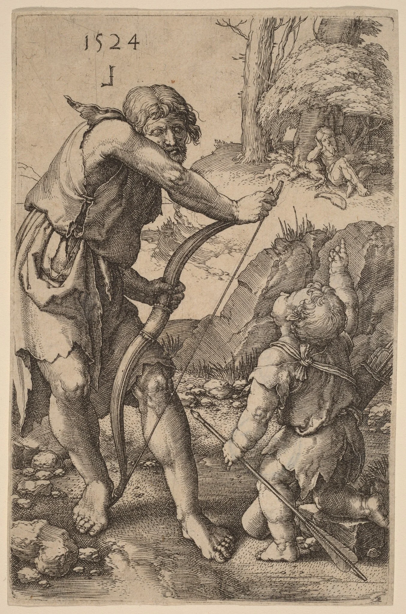Lamech and Cain, by Lucas van Leyden, ink, 1524