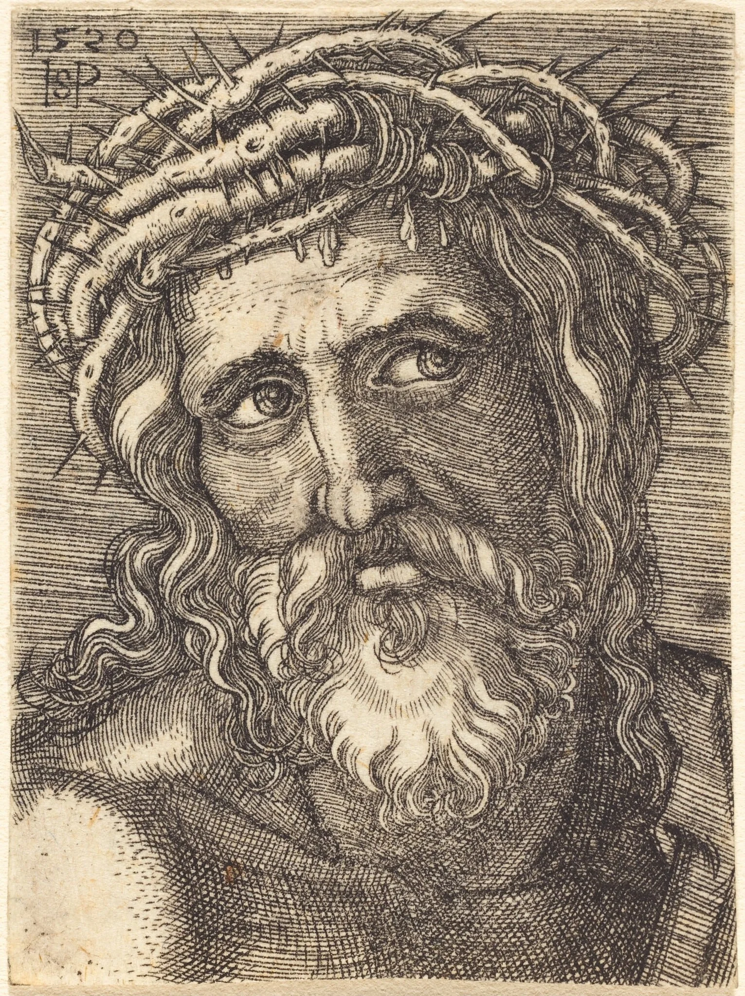 Head of Christ, by Sebald Beham, ink, 1520