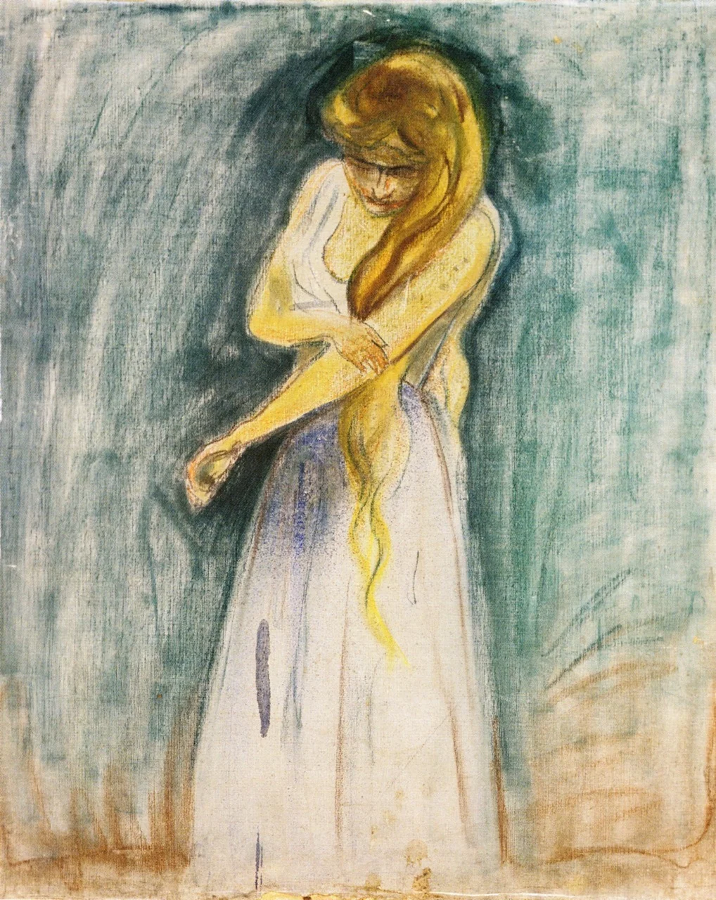 Model Scratching her Arm, by Edvard Munch, crayon, 1896