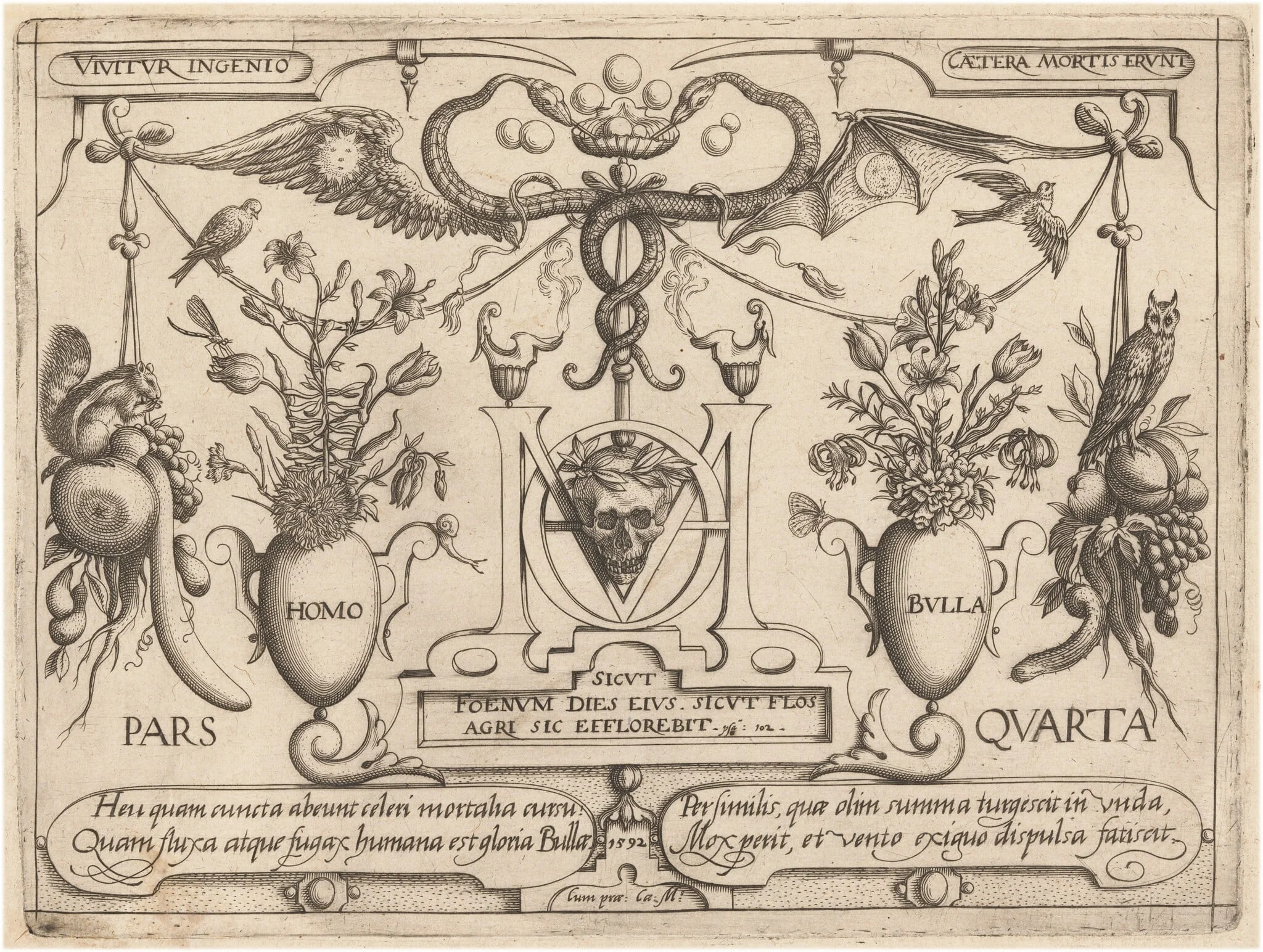 Archetypa studiaque patris Georgii Hoefnagelii [Part 4, Titlepage], by Jacob Hoefnagel, ink, 1592