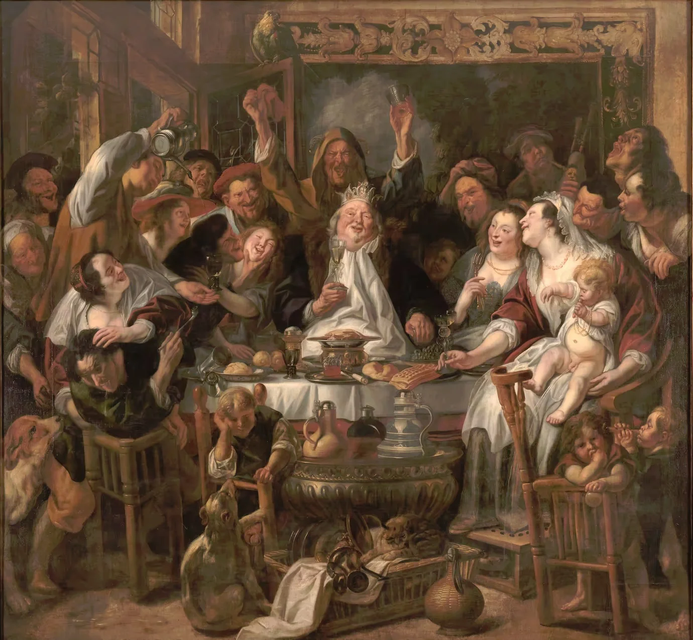 The King Drinks, by Jacob Jordaens, oil, 1638