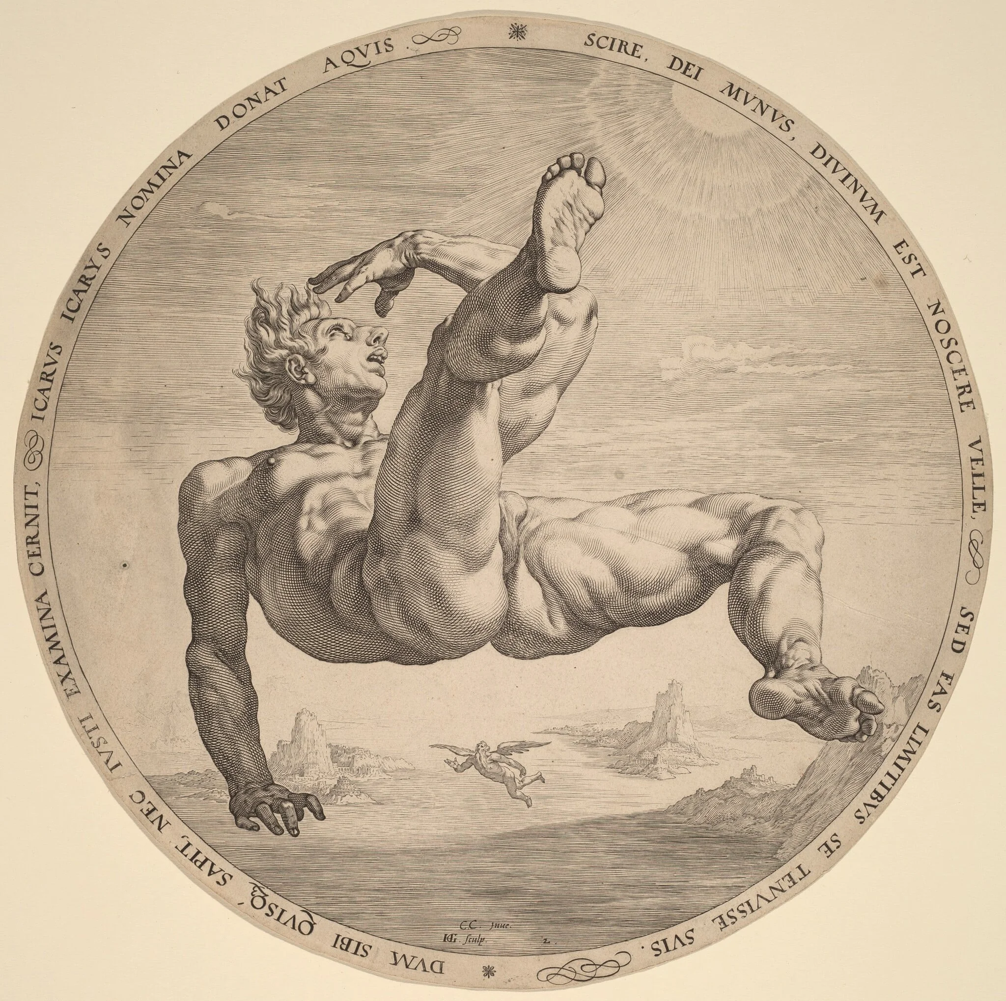 Icarus, by Hendrik Goltzius, ink, 1588