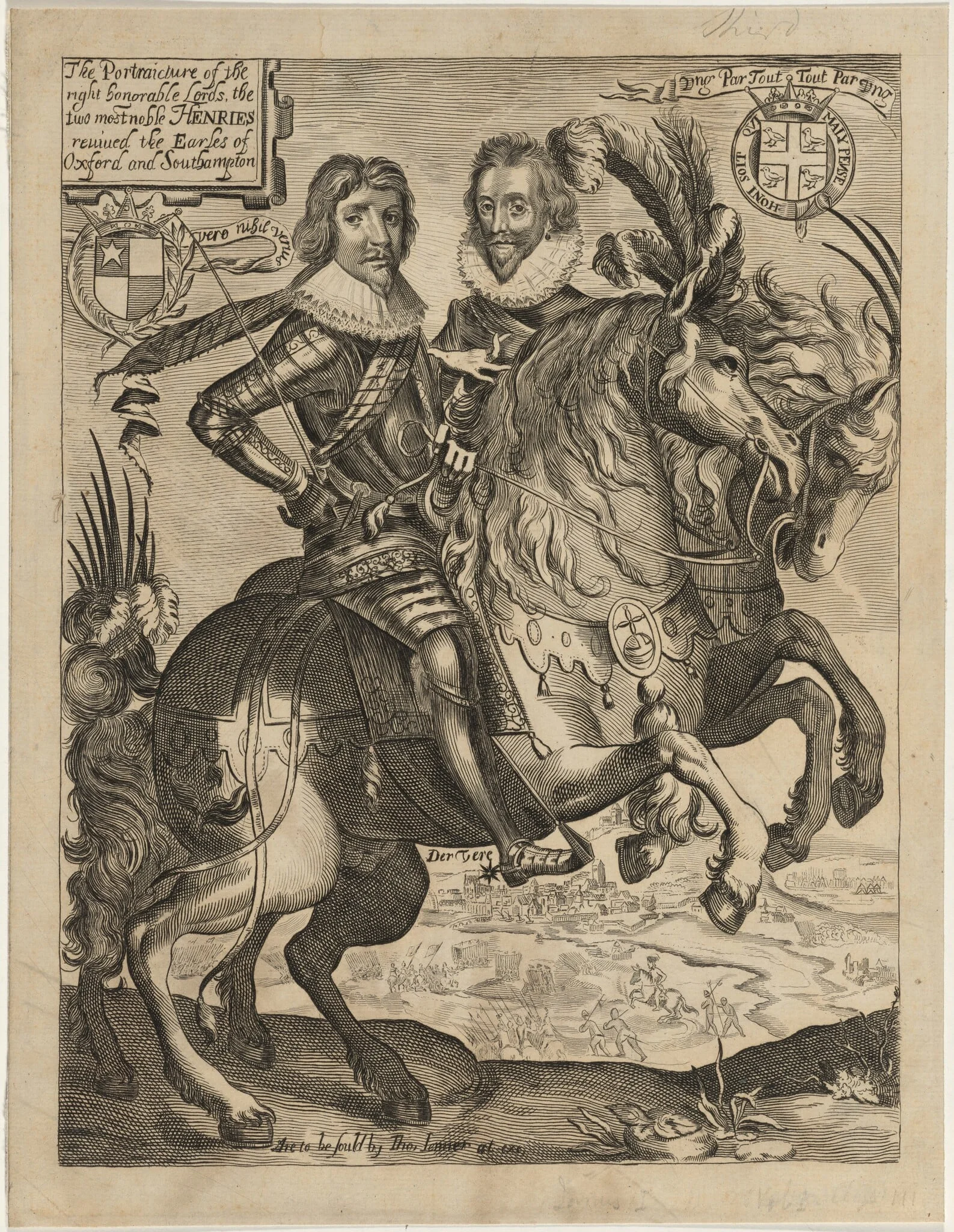 Henry de Vere, 18th Earl of Oxford and Henry Wriothsly, 3rd Earl of Southampton, by Unknown 19th Century, ink, 1850
