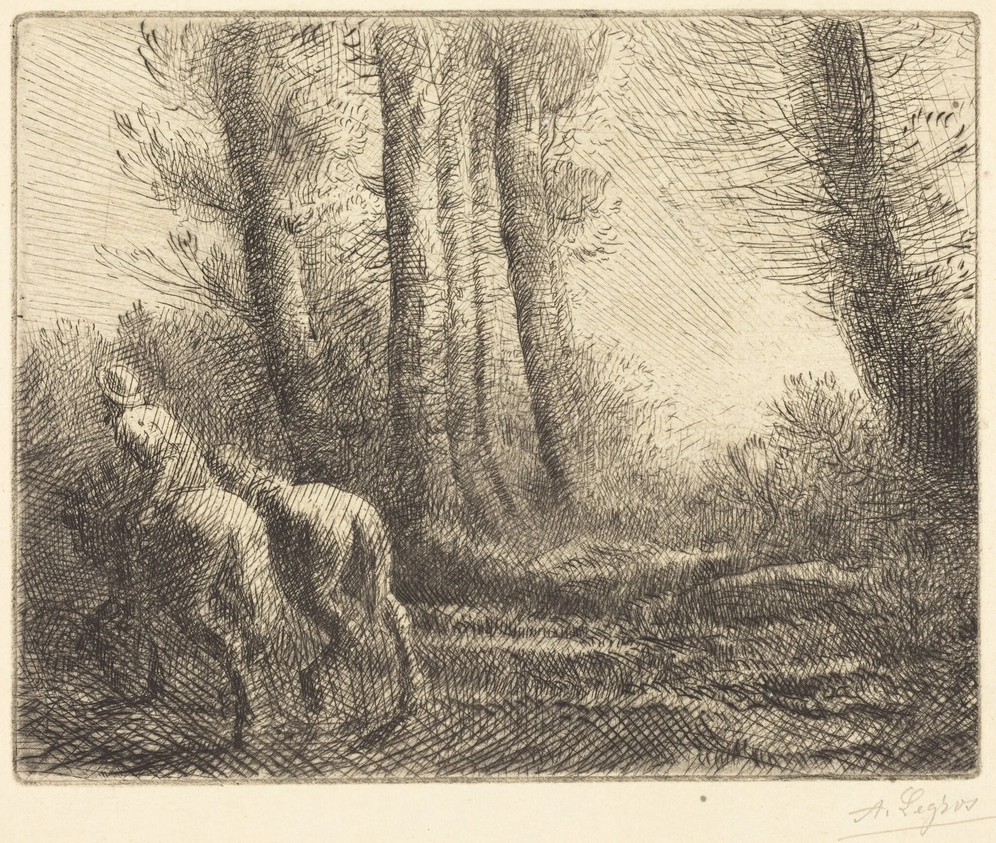 Return from the Plowing (Le retour de labourage), by Alphonse Legros, ink, 1874