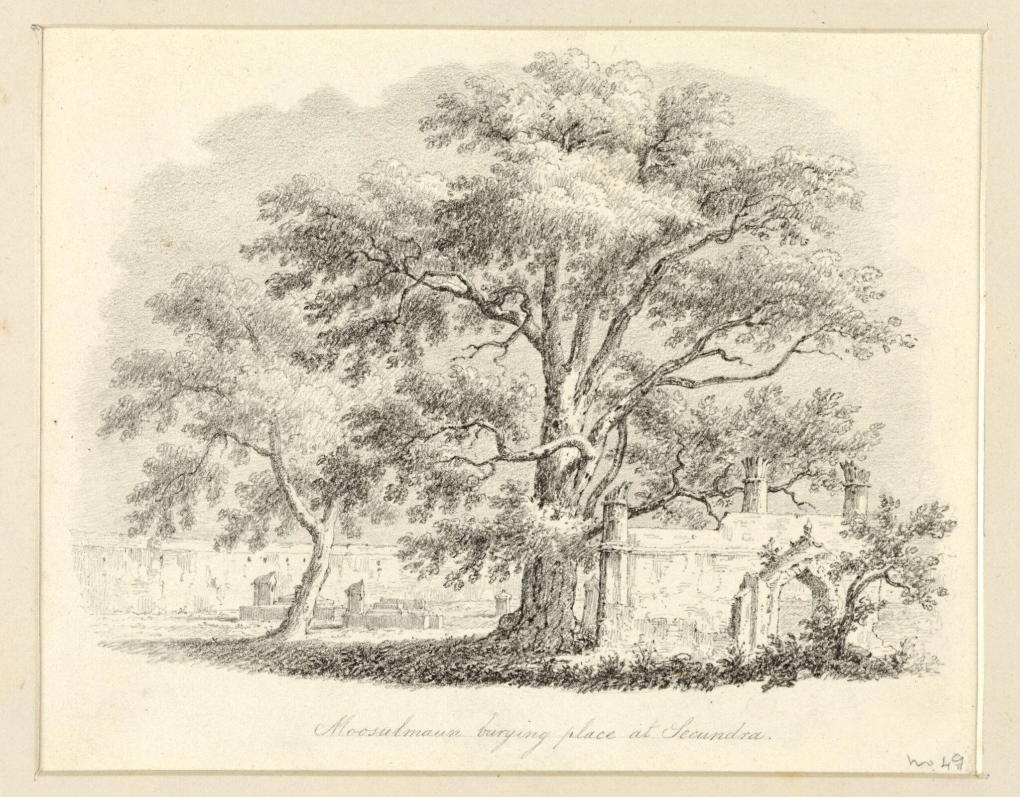 Moosulmaun burying place at Secundra., by Robert Captain Smith, 1830
