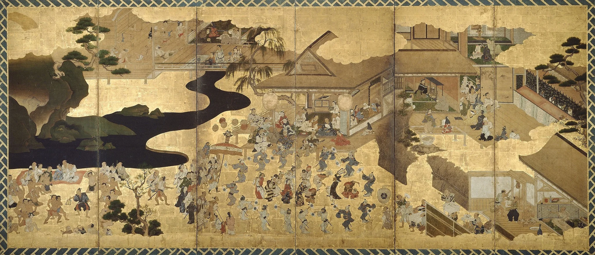Genre Scenes (Fuzoku byobu), by Unknown, unspecified, 1640