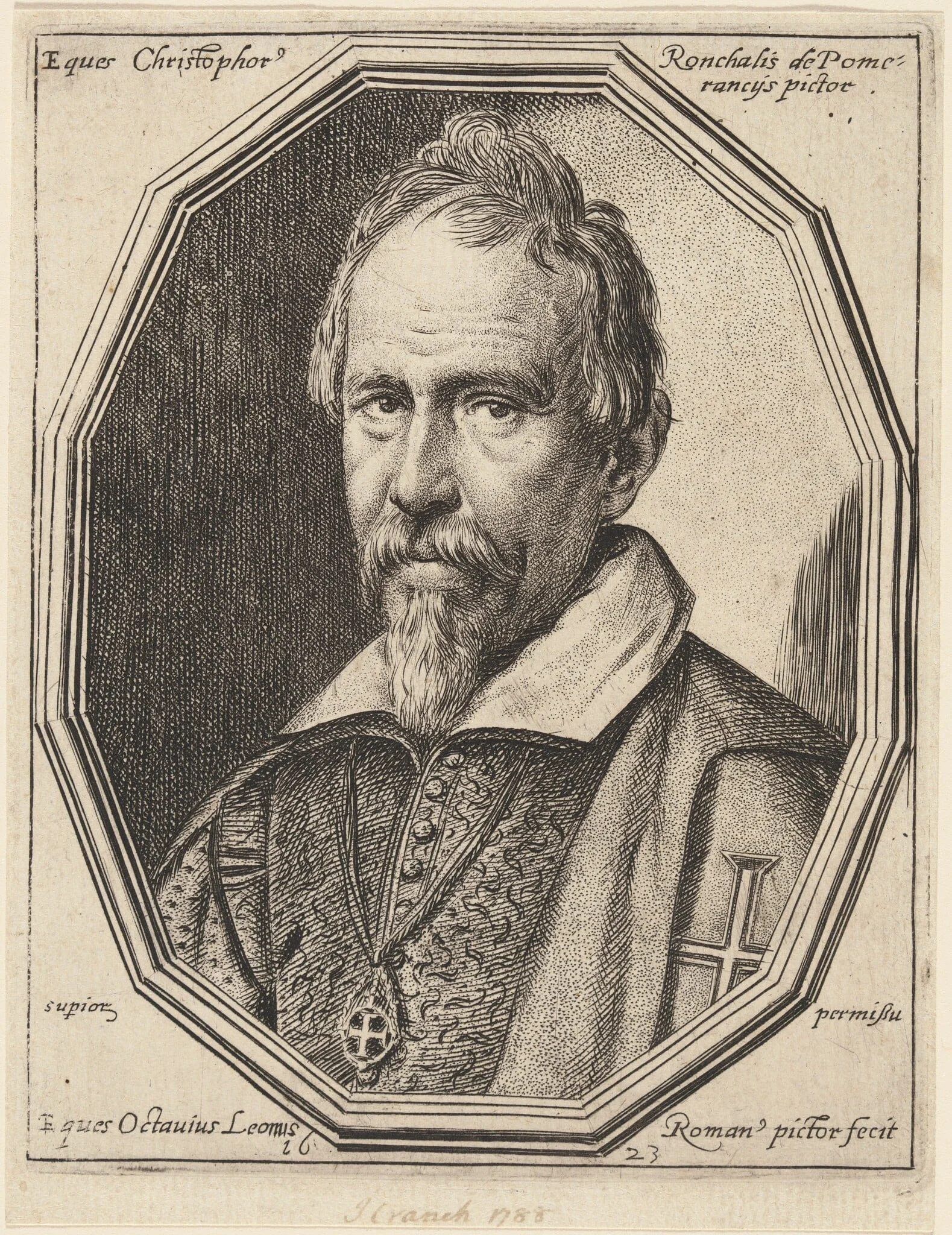 Cristoforo Roncalli, by Ottavio Leoni, ink, 1623