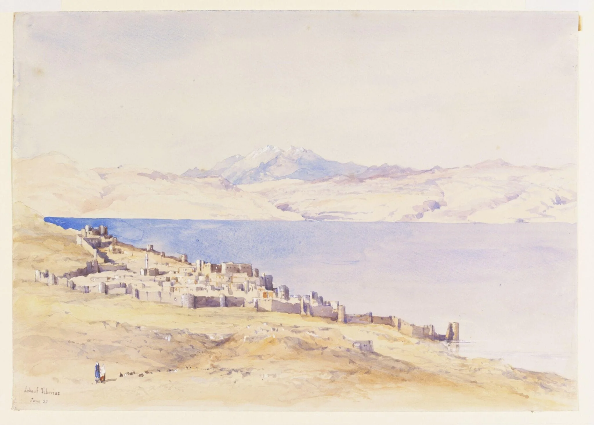 Lake Tiberias, by Maria Harriett Mathias, watercolor, 1857