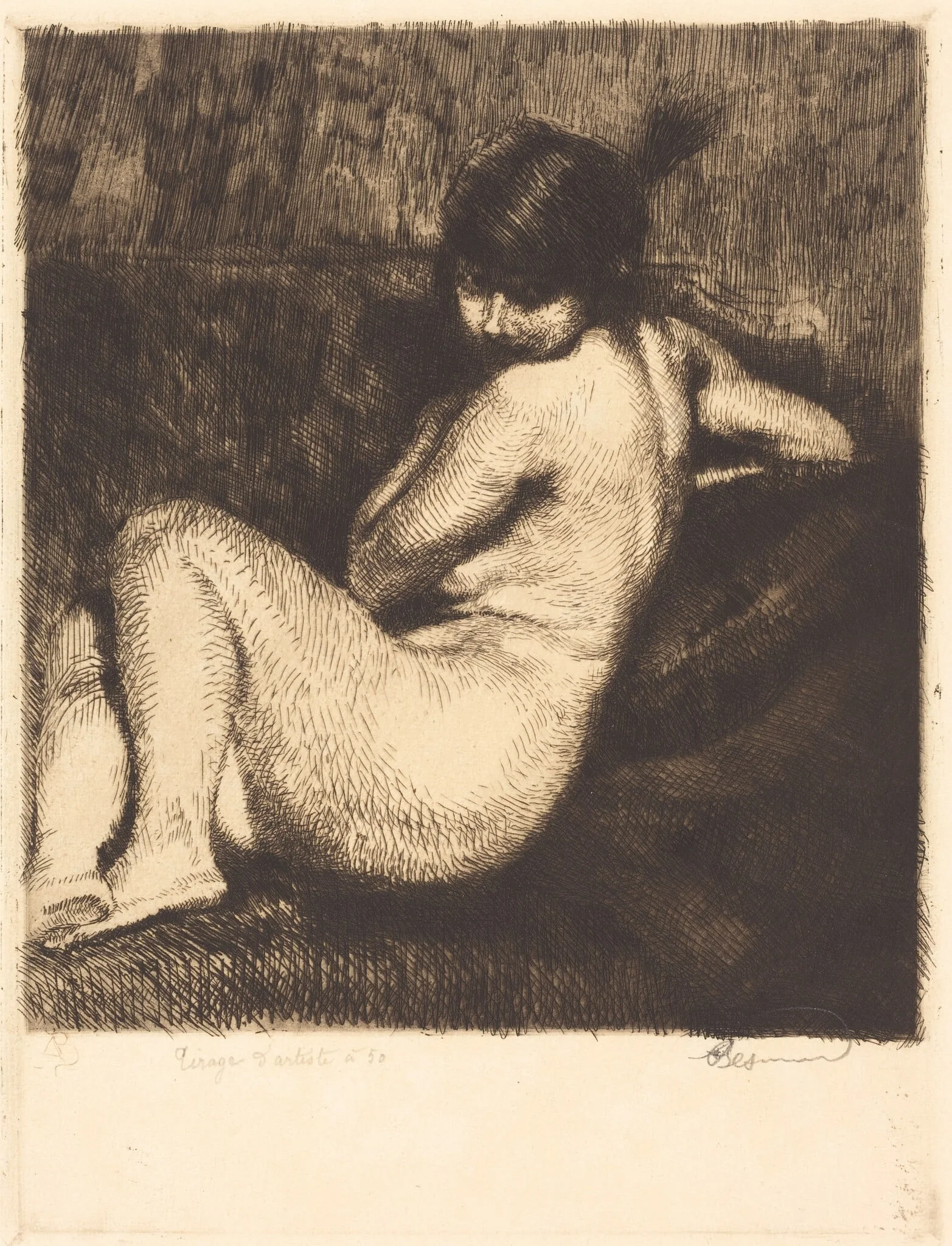 The Feathered Turban (Le turban à aigrette), by Paul-Albert Besnard, ink, 1901
