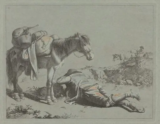 Shepherd in Repose near a Pack Horse