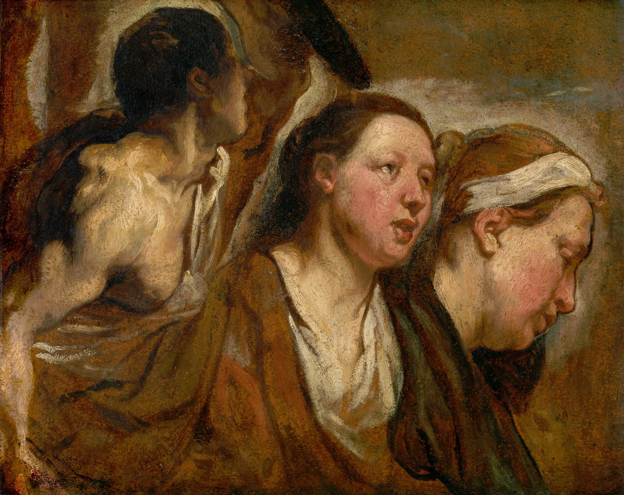 Two Female Heads and Torso of a Warrior