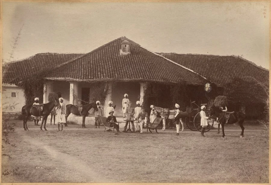 Dr. Morris and party, Jhansi (recto), by Raja Deen Dayal, 1884