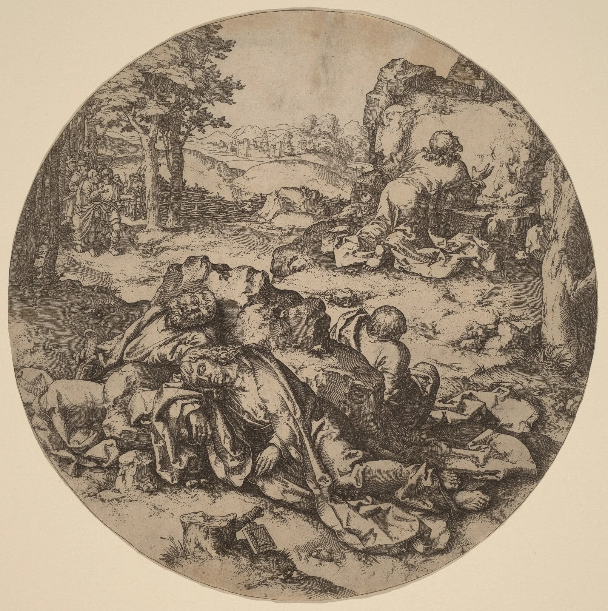 Christ at the Mount of Olives, by Netherlandish 16th Century, ink, 1509