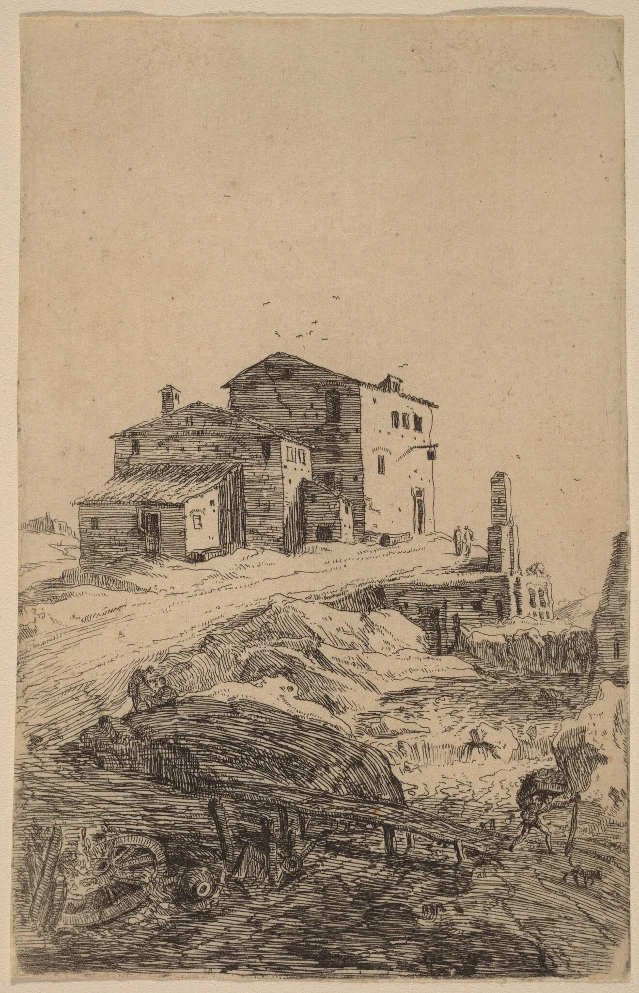 The Inn near Prima Porta, by Bartholomeus Breenbergh, ink, 1628