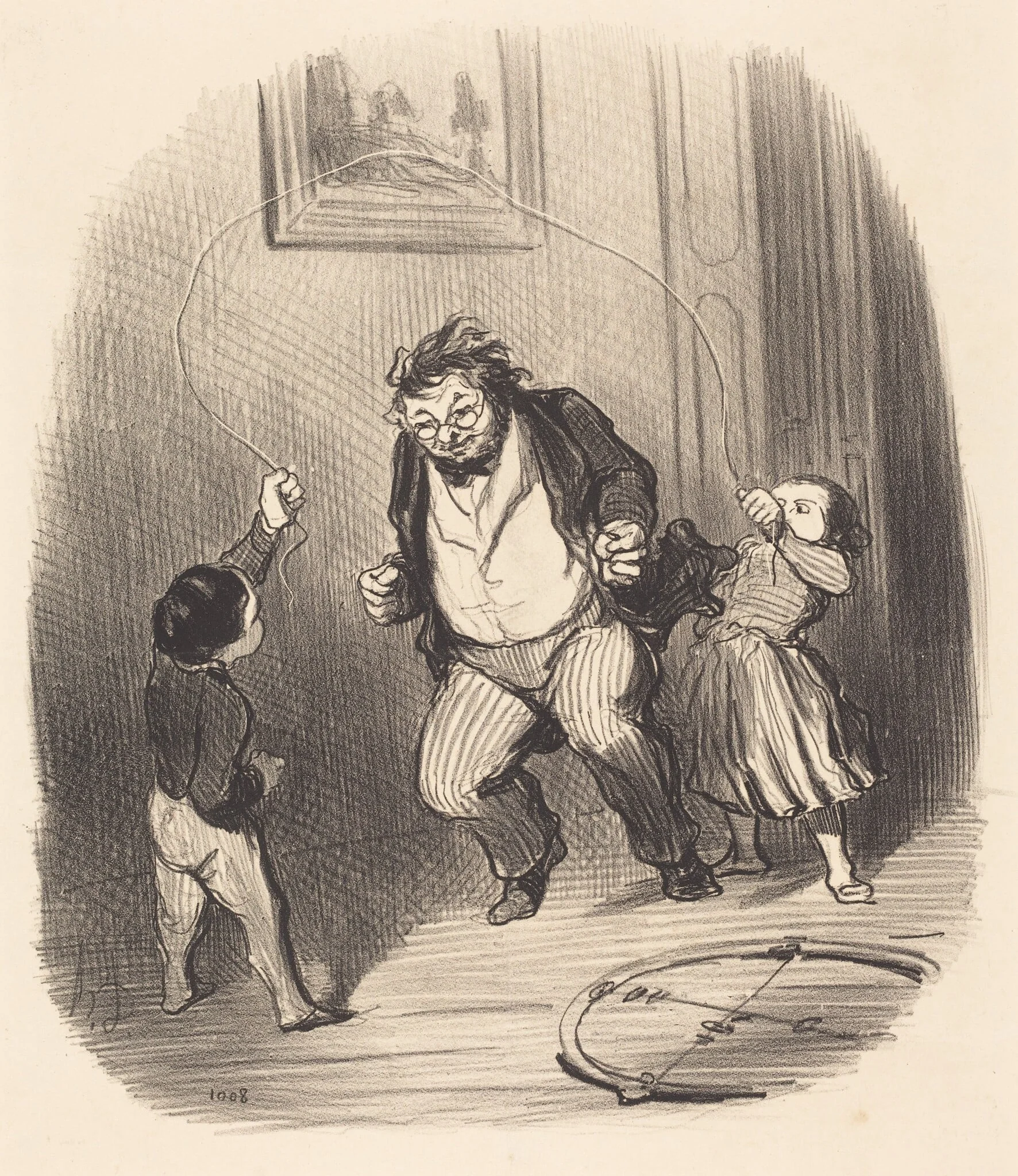 Allons, papa... encore... trente-deux tours!..., by Honoré Daumier, ink, 1847
