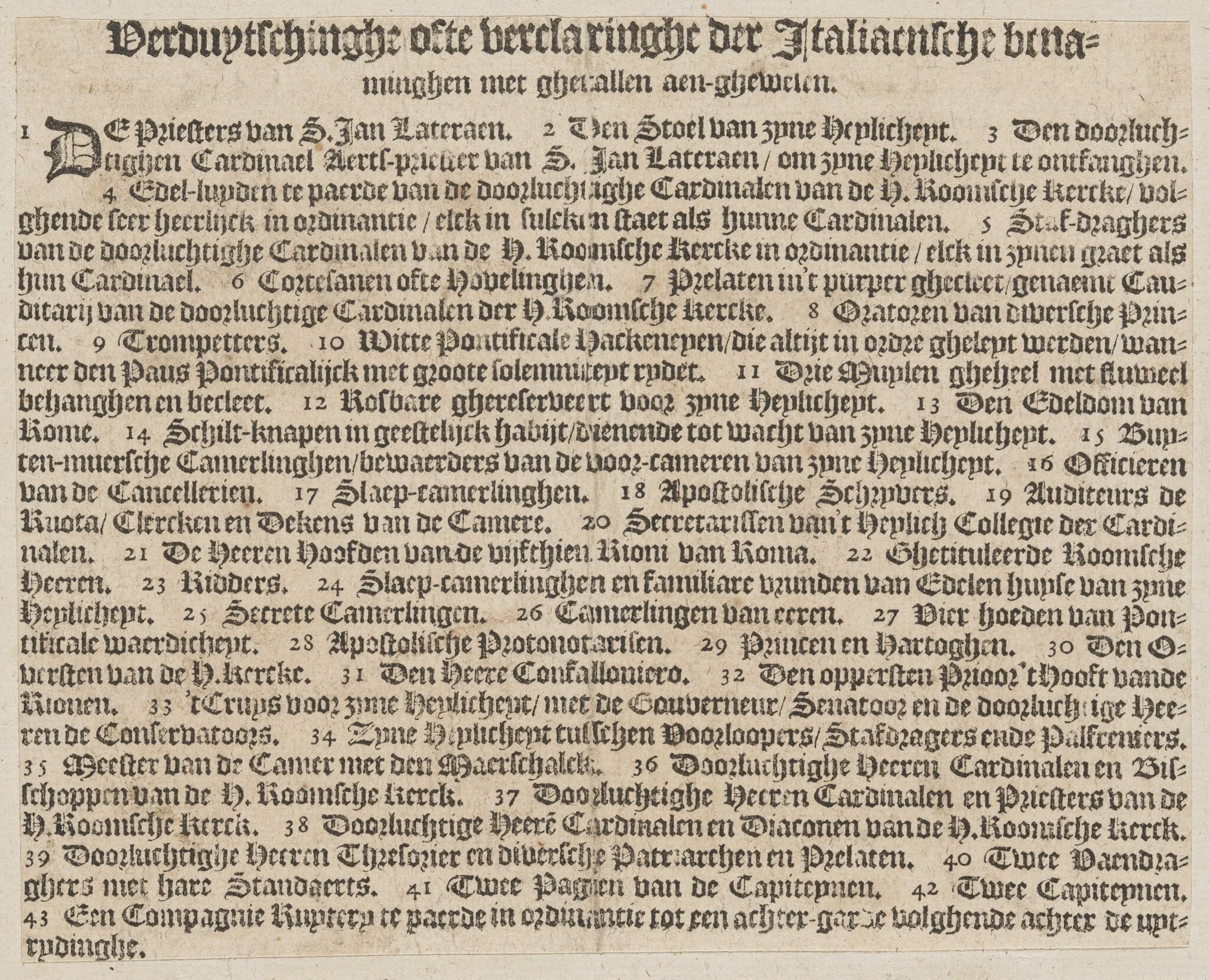 Dutch captions to 'La Calvacatura con le sue Cerimonie', by Italian 16th Century, ink, 1544