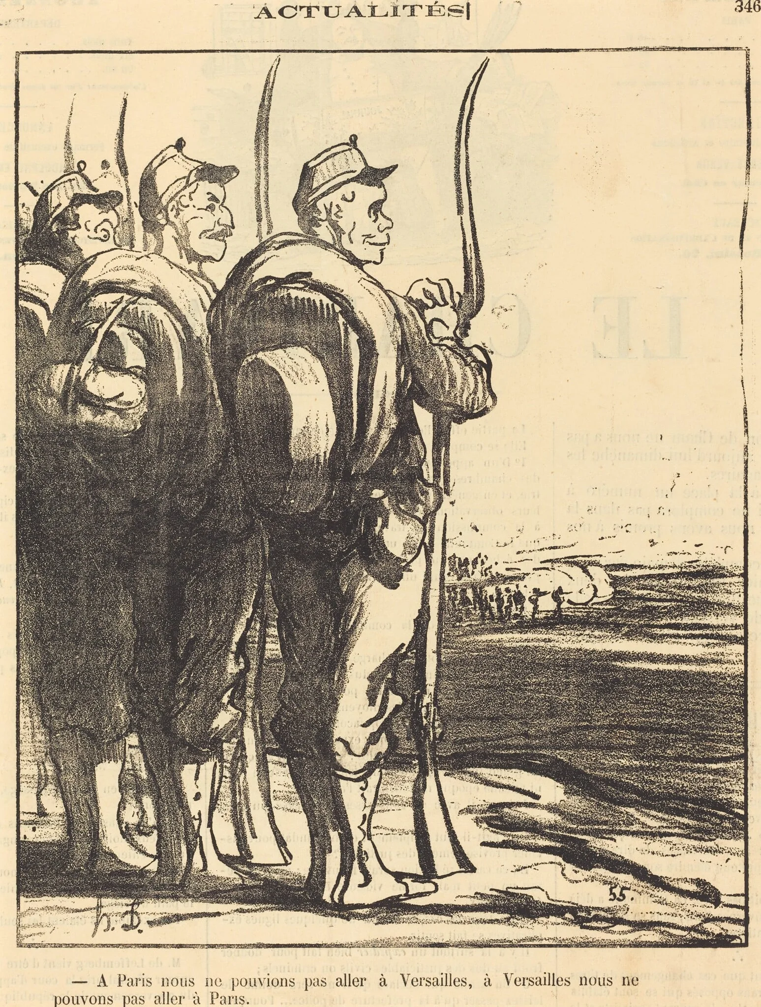 A Paris nous ne pouvions... aller a Versailles..., by Honoré Daumier, 1871