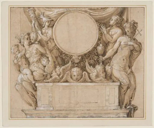 Fragments of a design for a fresco in the Palazzo Vecchio, Florence