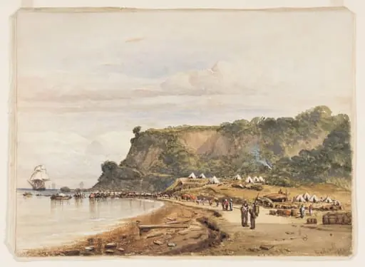 Landing of British and French Troops at Varna on the Black Sea from H.M.S Bellerophon, 17 July 1854, in the Crimean War