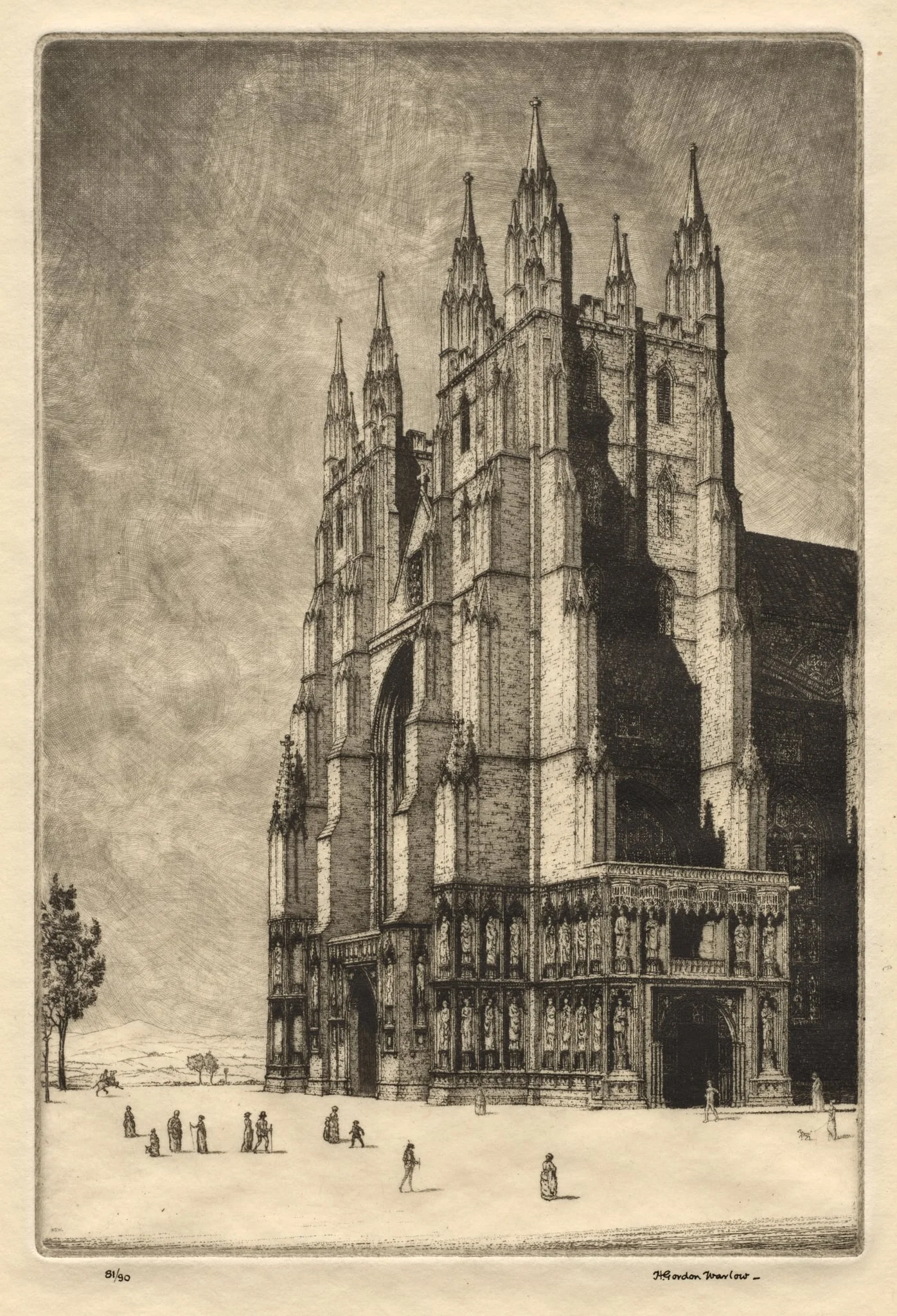 Canterbury Cathedral, by Herbert Gordon Warlow, 1930