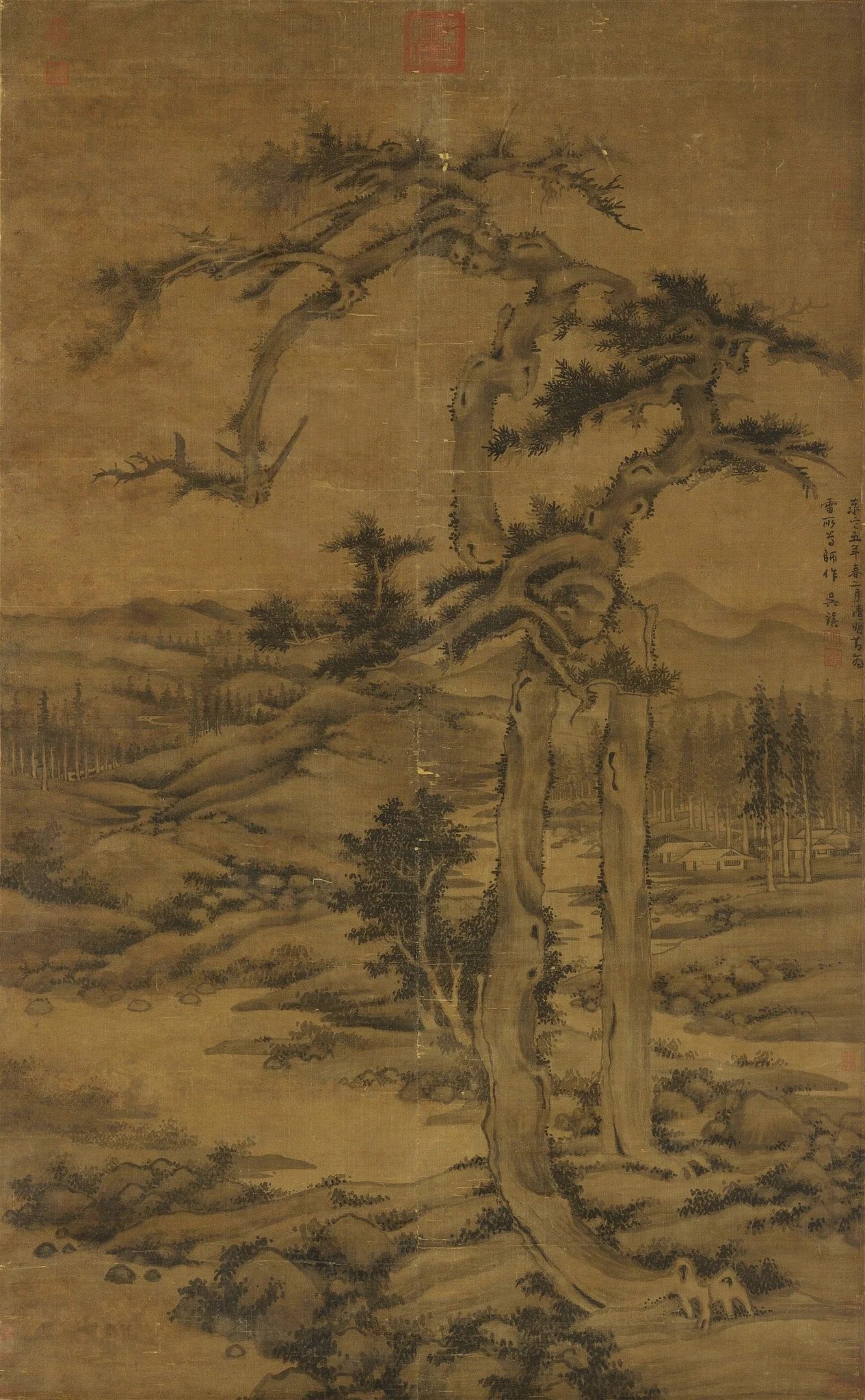 Twin Pines, by Wu Zhen, unspecified, 1328