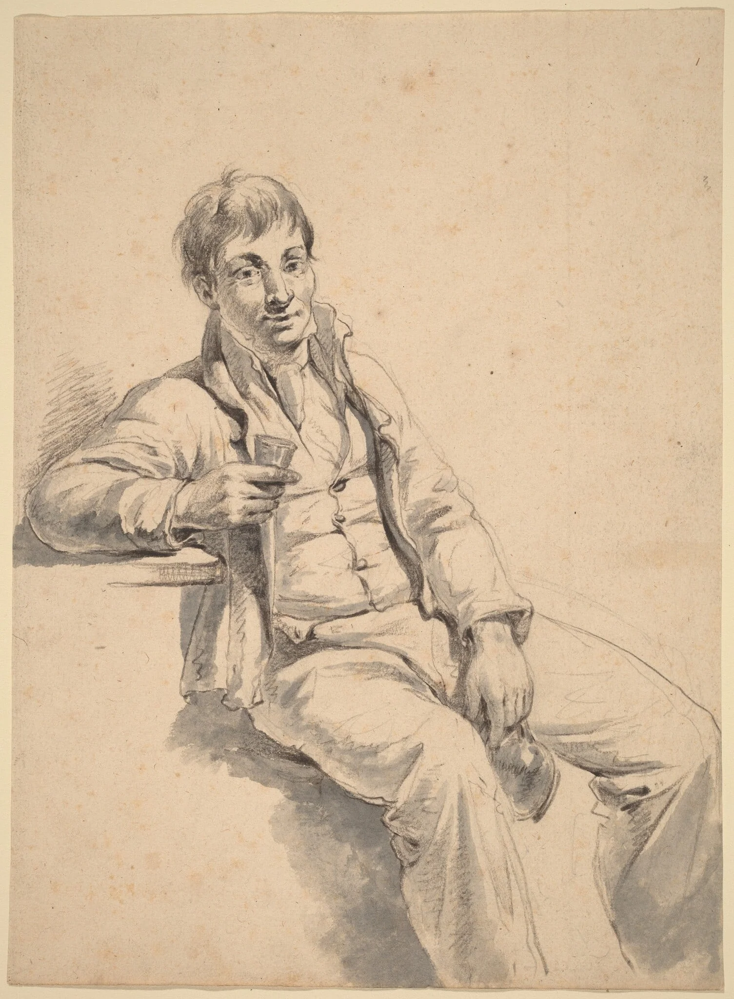 The Drinker, by Charles Wesley Jarvis, chalk, 1824